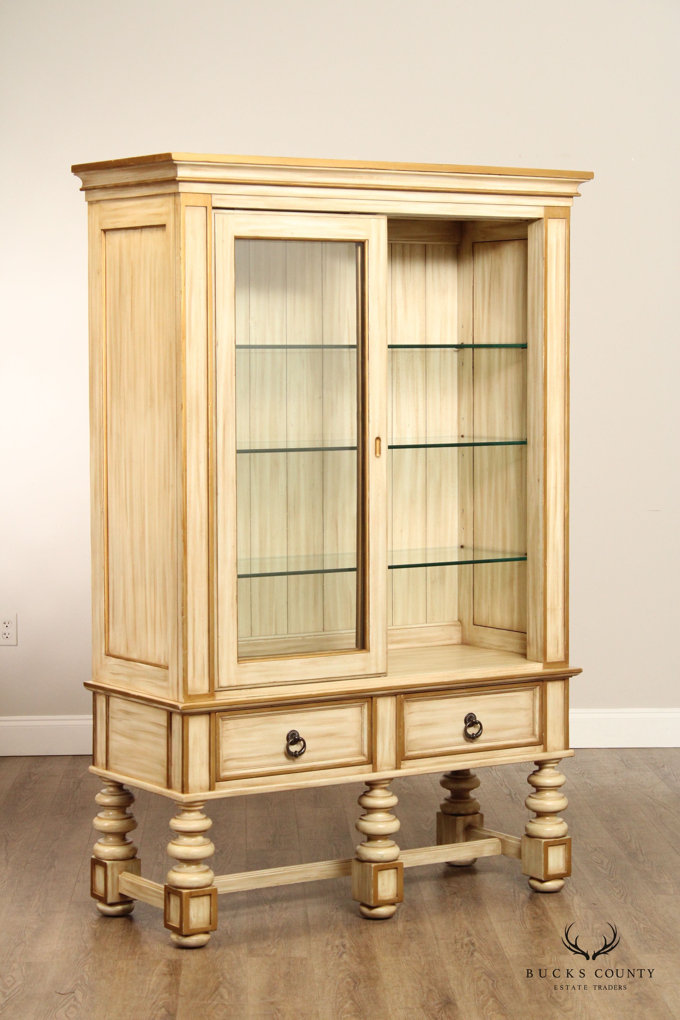 Harden Tuscan Style Paint Decorated Sliding Door China Display Cabinet