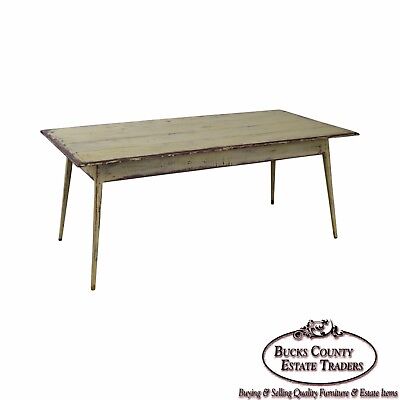 Custom Distressed Antique White Farmhouse Dining Table