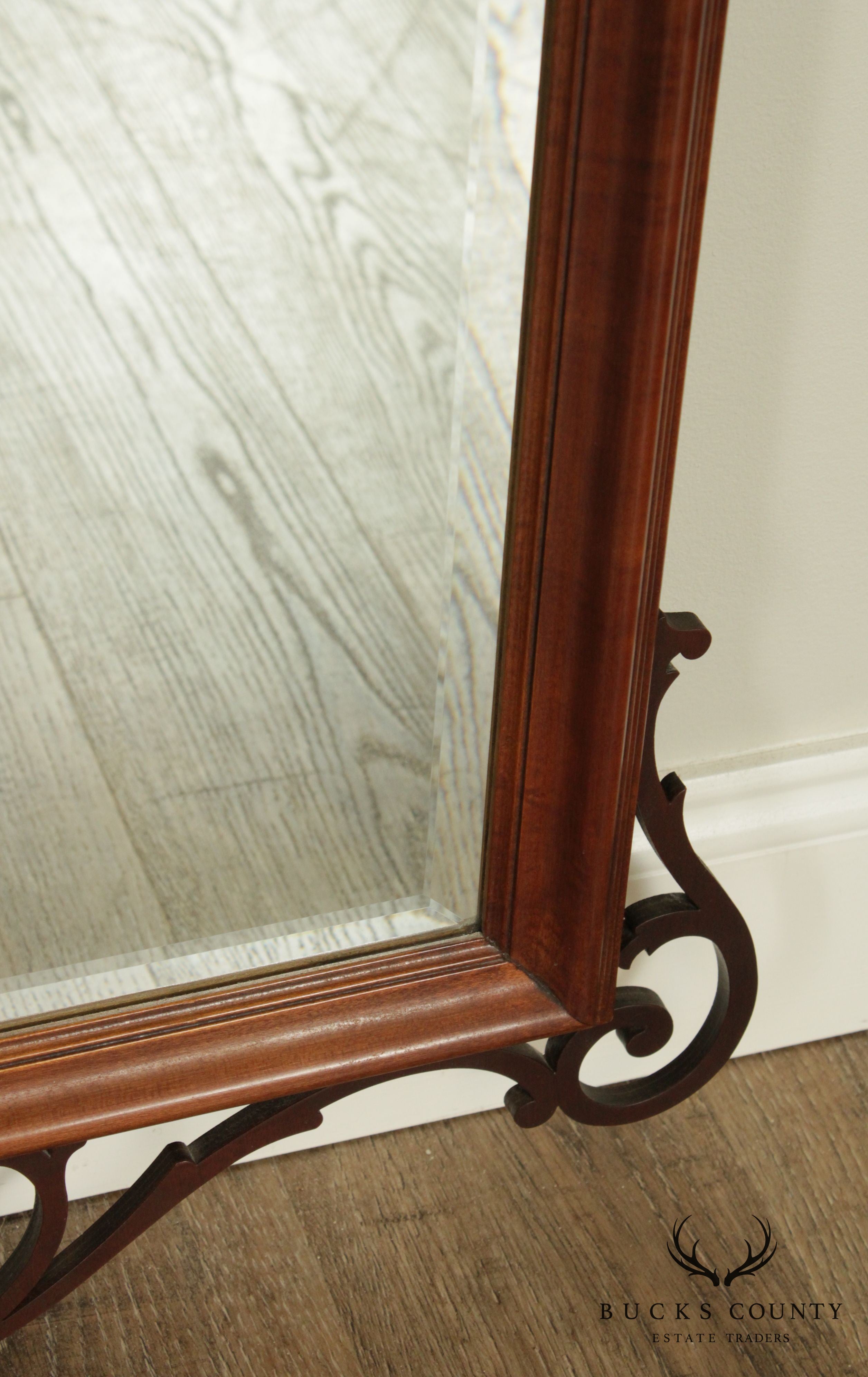 Chippendale Style Mahogany Pierced Fretwork Carved Wall Mirror