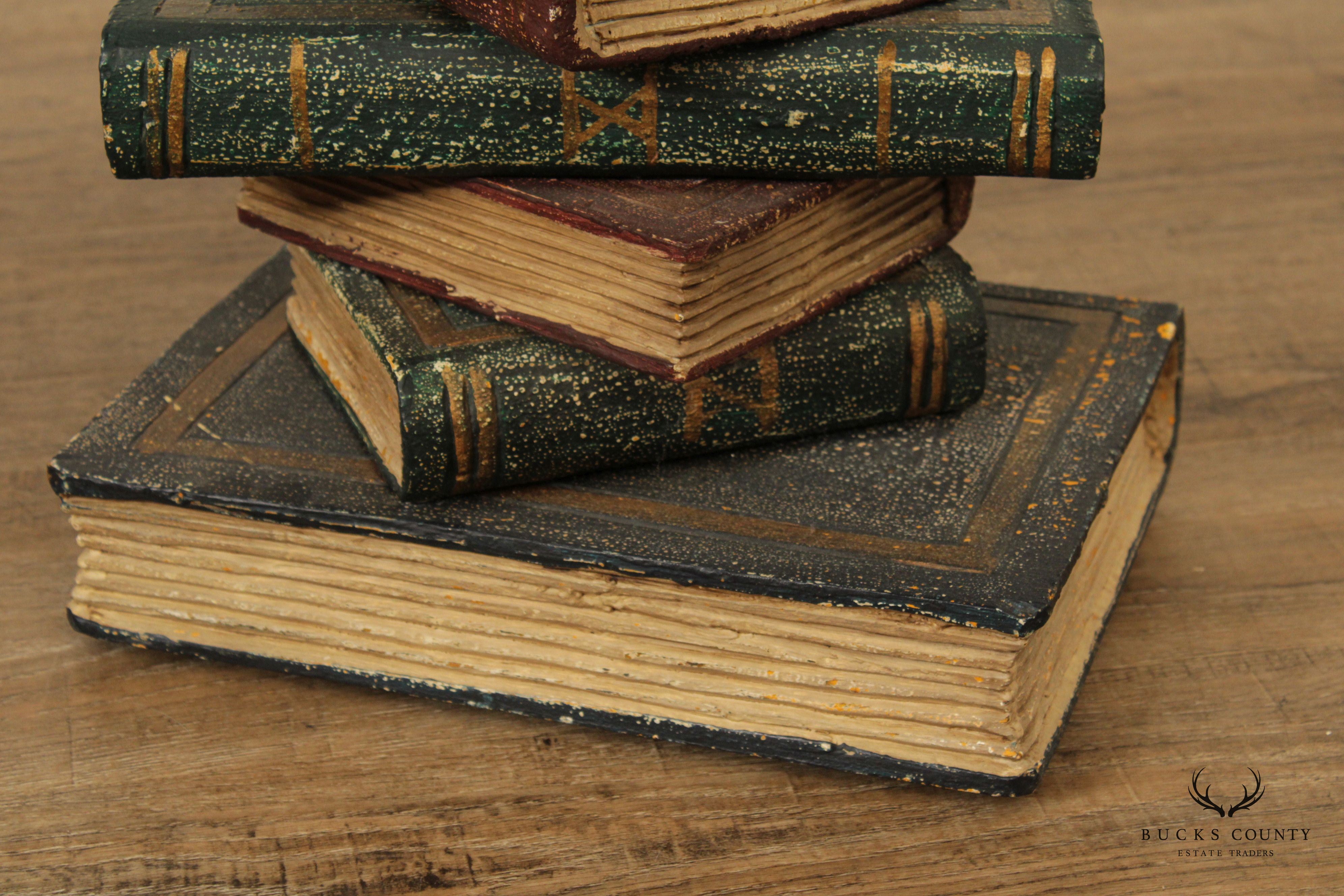 Vintage Faux Stacked Book Pair Side Tables