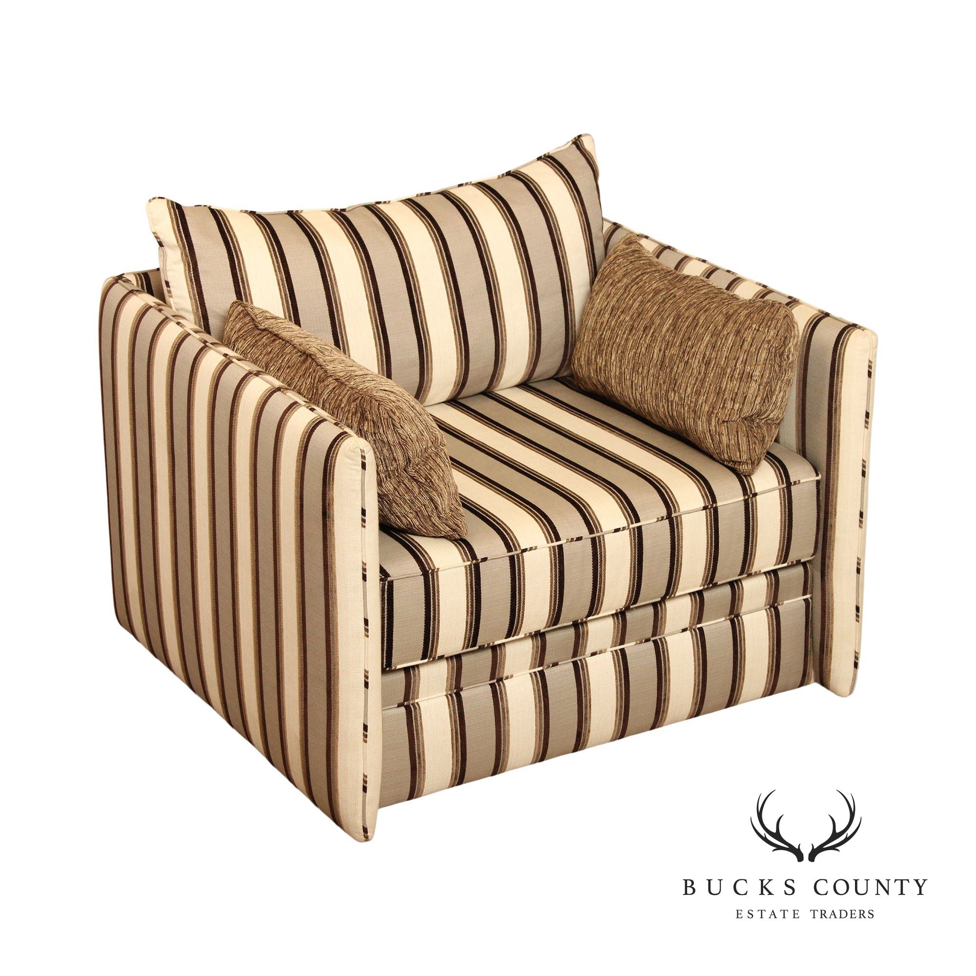 Swaim Custom Stripe Upholstered Oversize Club Armchair