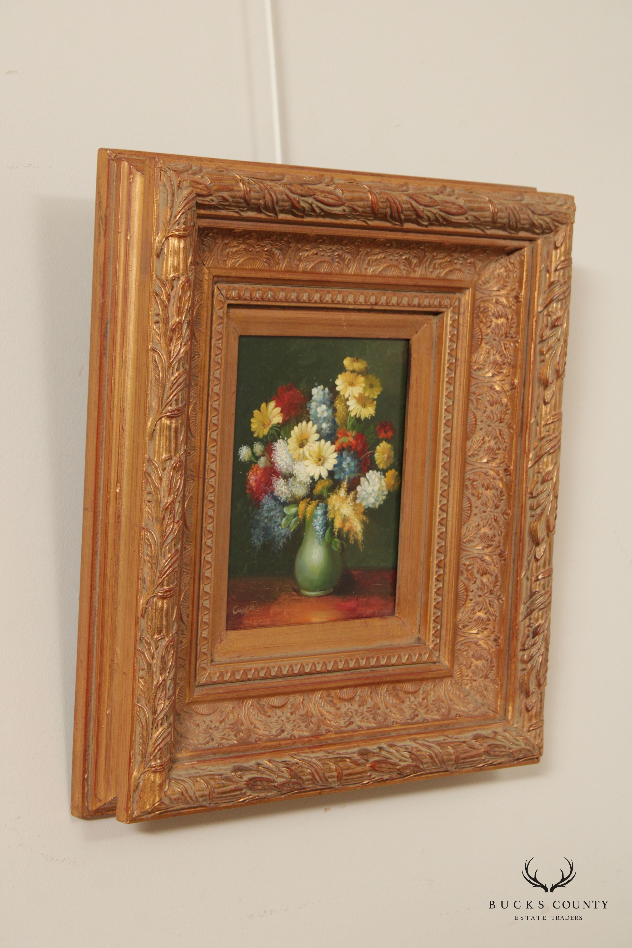 Vintage Floral Arrangement Still Life Oil Painting, Signed