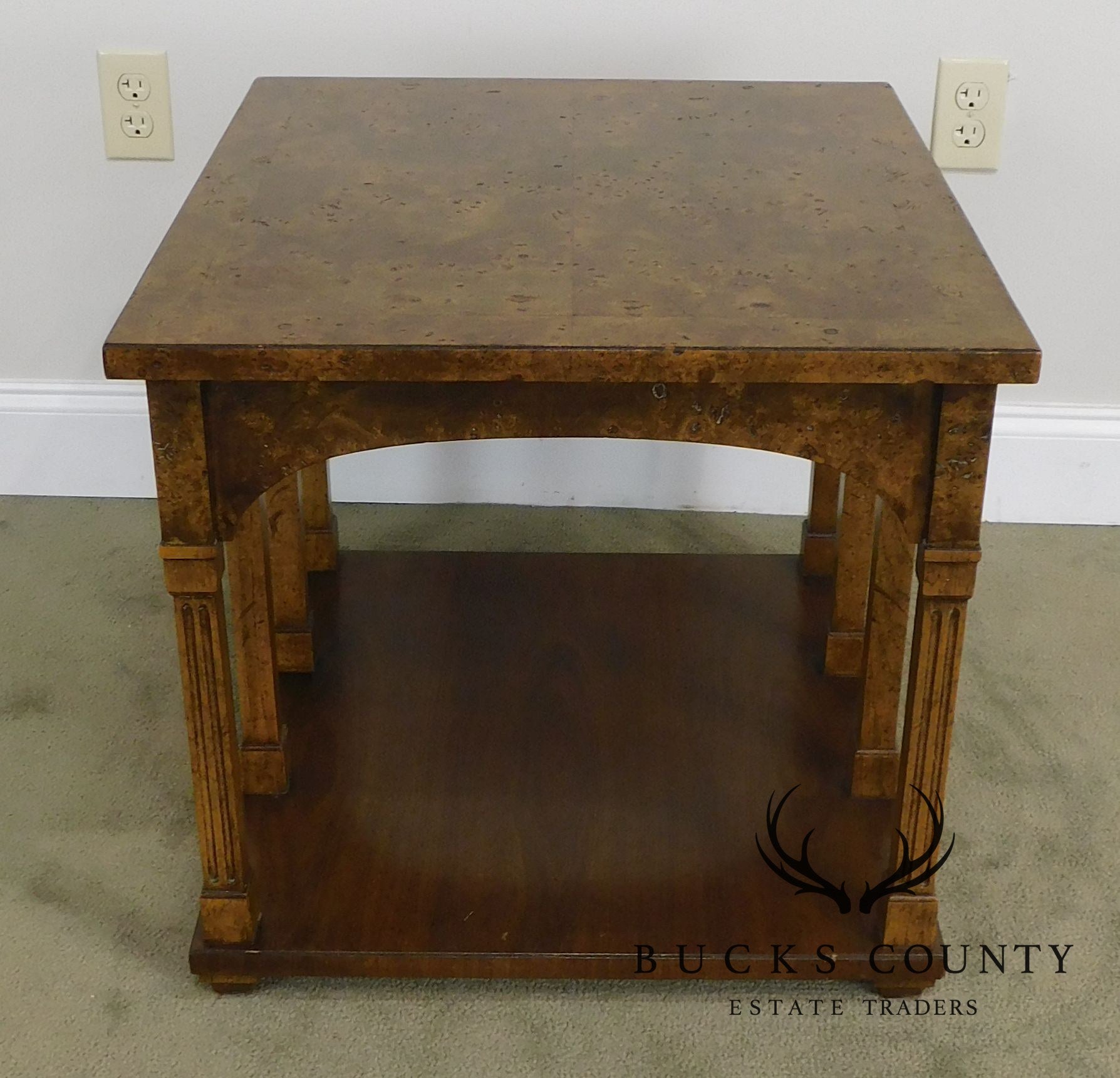 Coliseum Arched Burl Wood Mid Century Gibbings Era Side Table