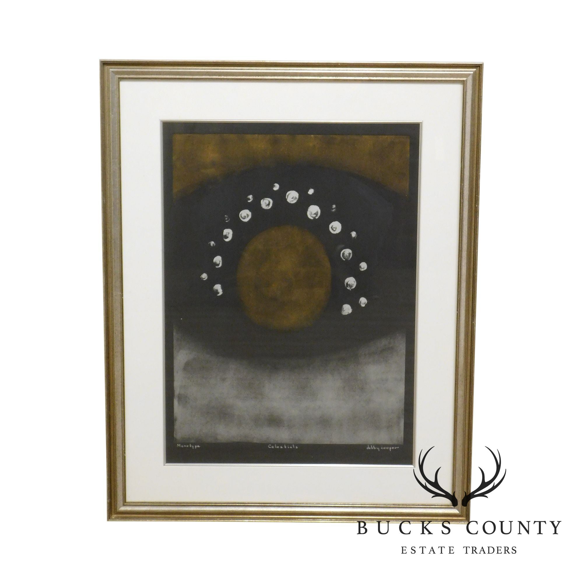 Debby Cooper Harbin "Celestials" Monotype, Oil on Paper Custom Frame