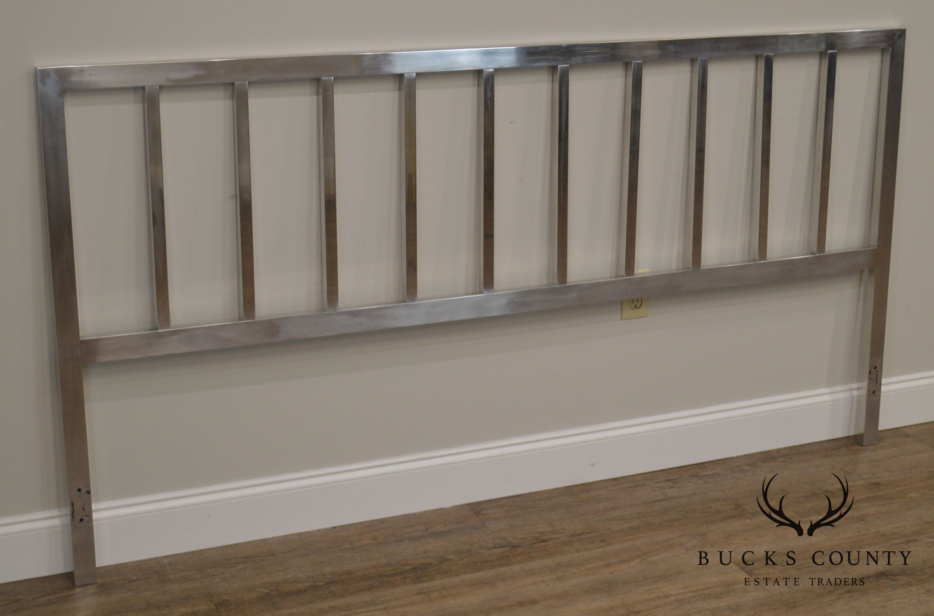 Mid Century Modern Polished Aluminum King Headboard