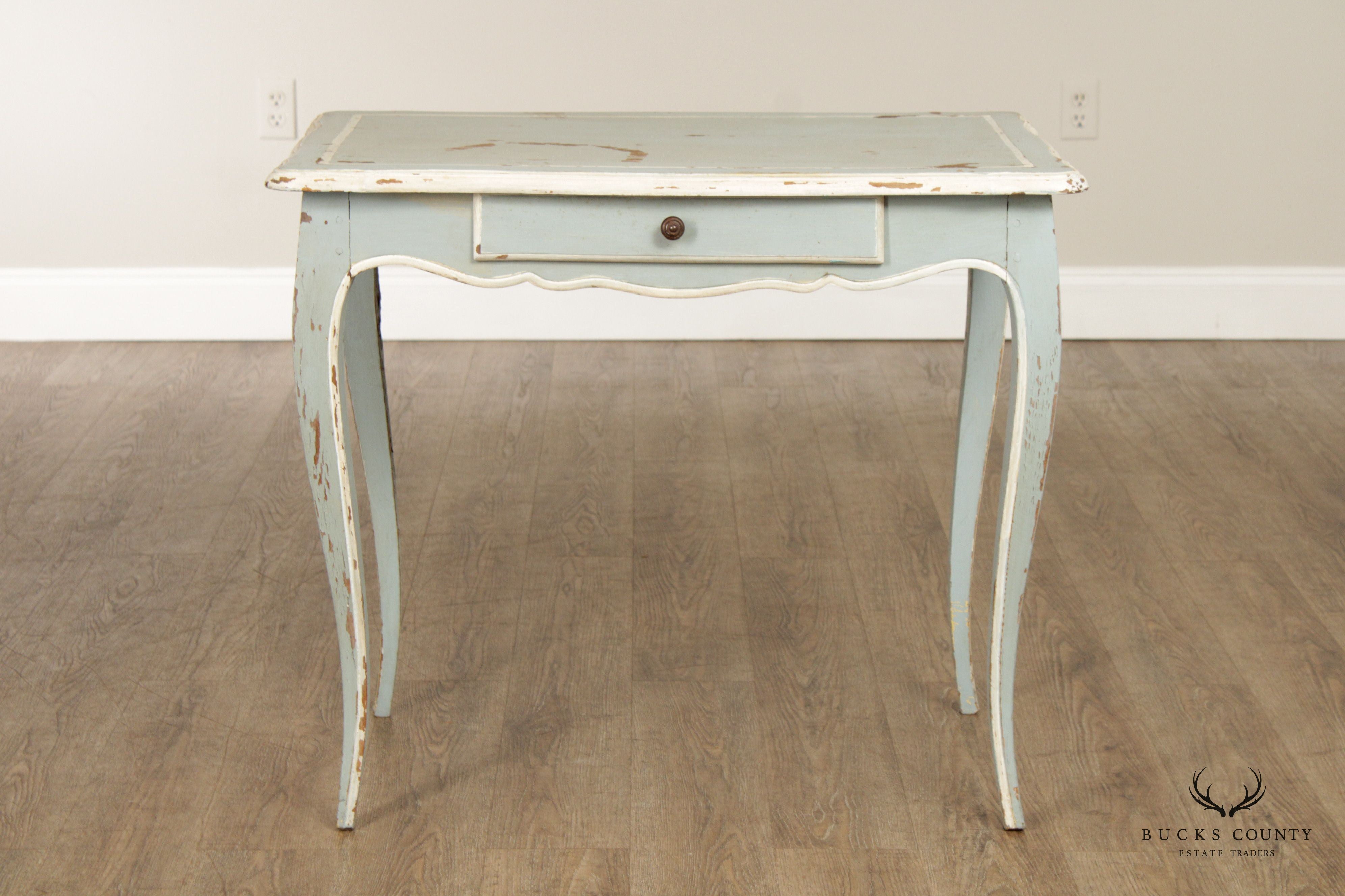 French Louis XV Style Antique Distress Painted Writing Desk