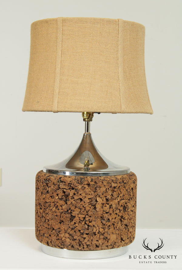 Mid Century Modern Chrome & Cork Table Lamp