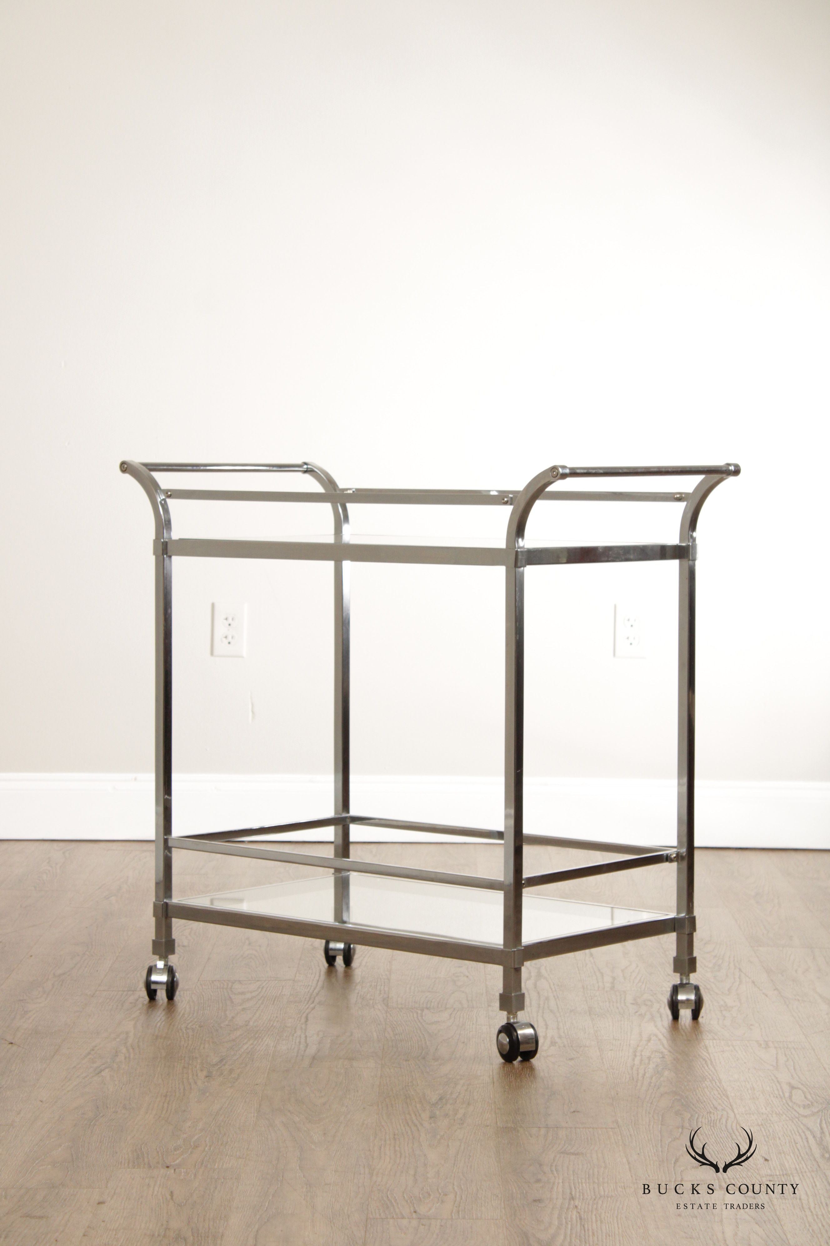 Vintage Chrome and Glass Trolley or Bar Cart