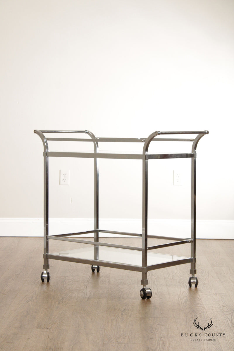 Vintage Chrome and Glass Trolley or Bar Cart