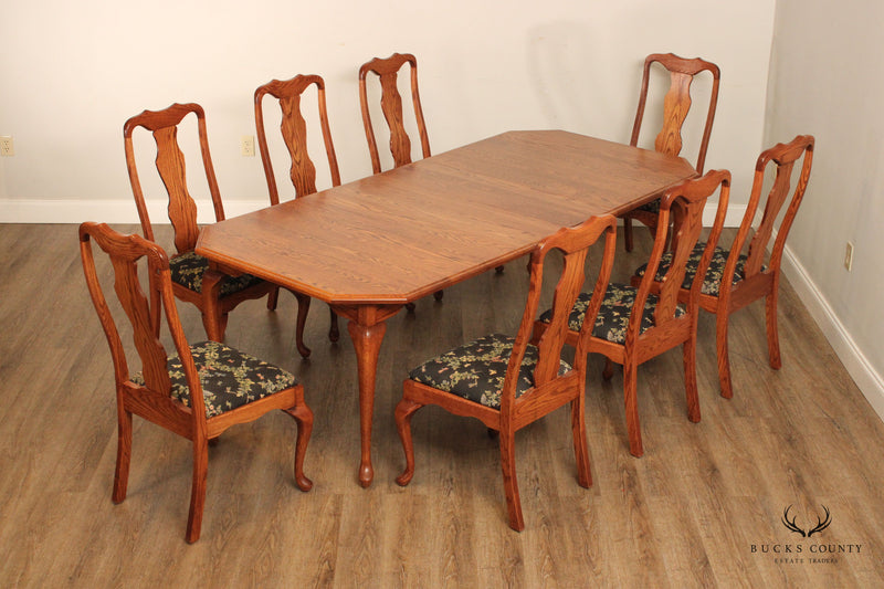 Oak Street Queen Anne Style Solid Oak Extendable Dining Table