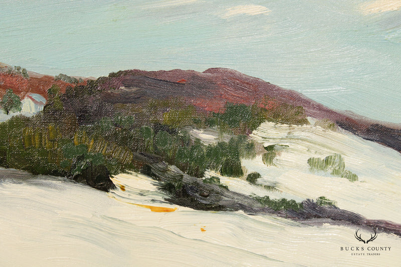 Ann Yost Whitesell Winter 'Stone Wall' Landscape Original Oil Painting