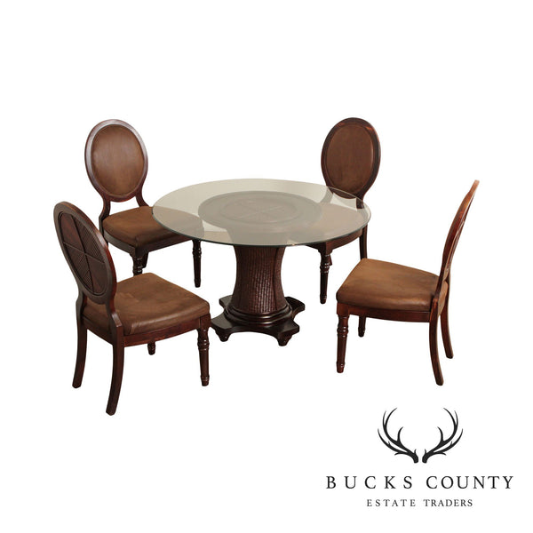 Braxton Culler Wicker Pedestal Table & 4 Chairs Dining Set