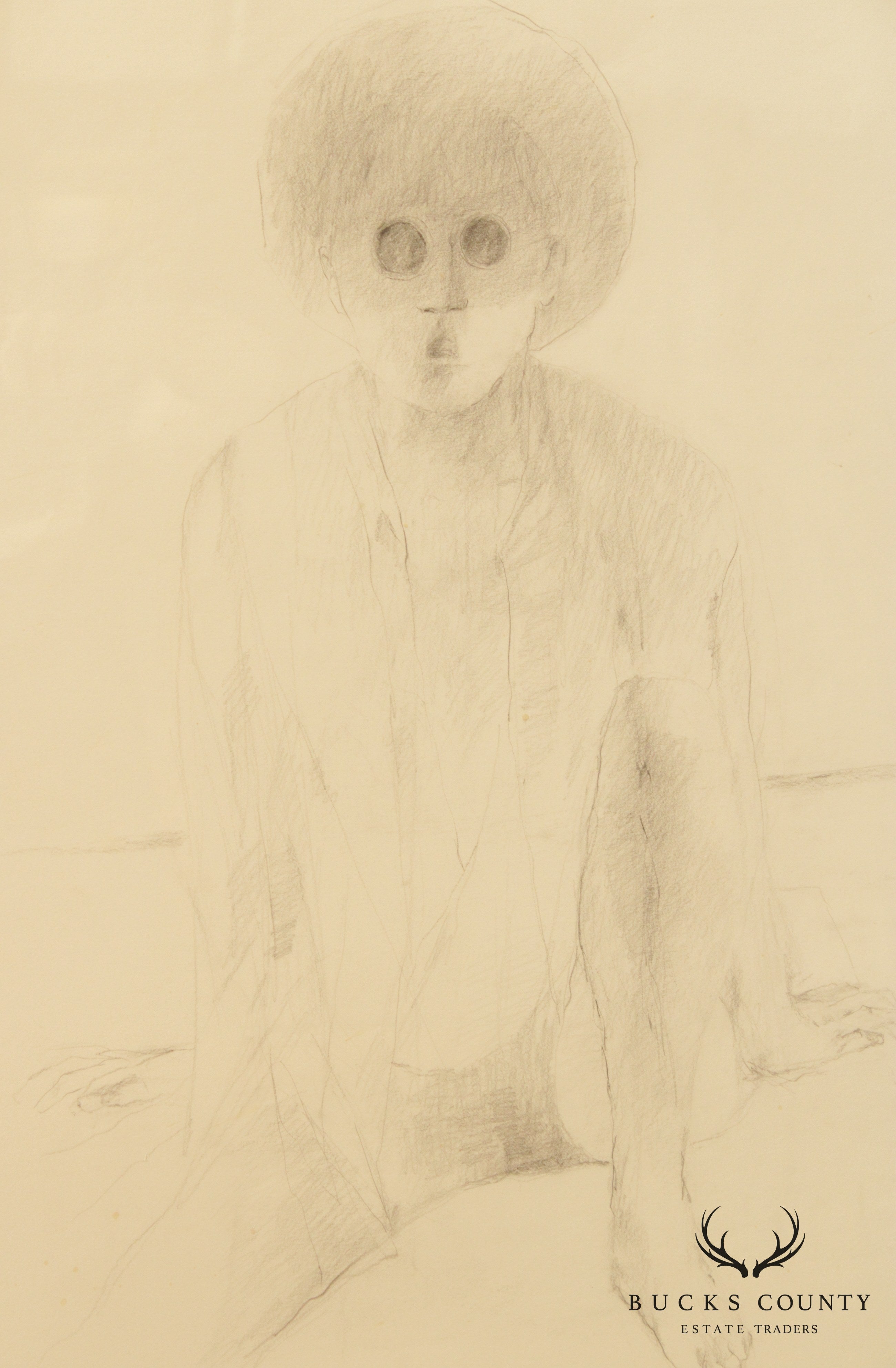 Original Figure Graphite Drawing, Signed