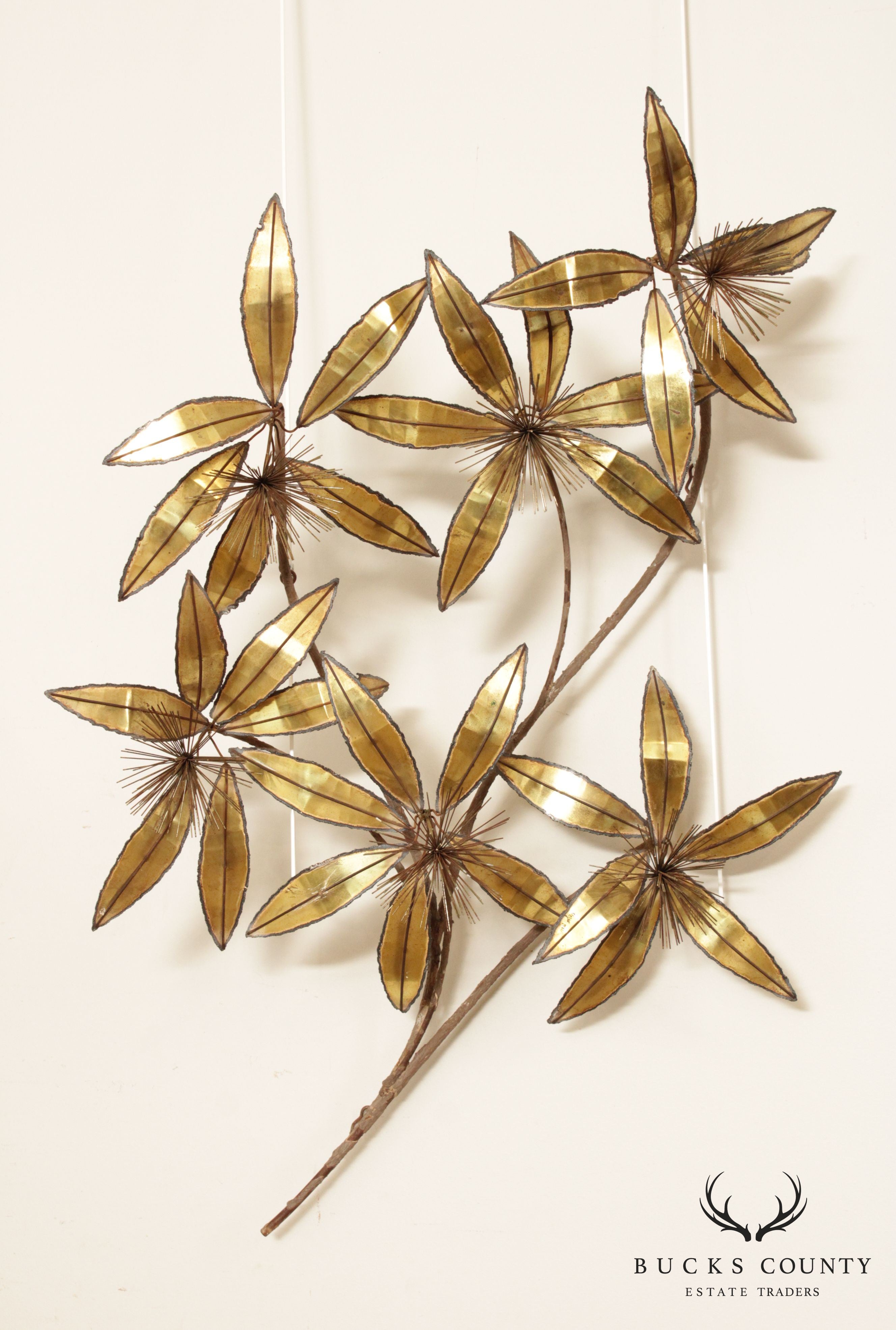 Curtis Jere Postmodern Vintage Metal Floral Wall Sculpture