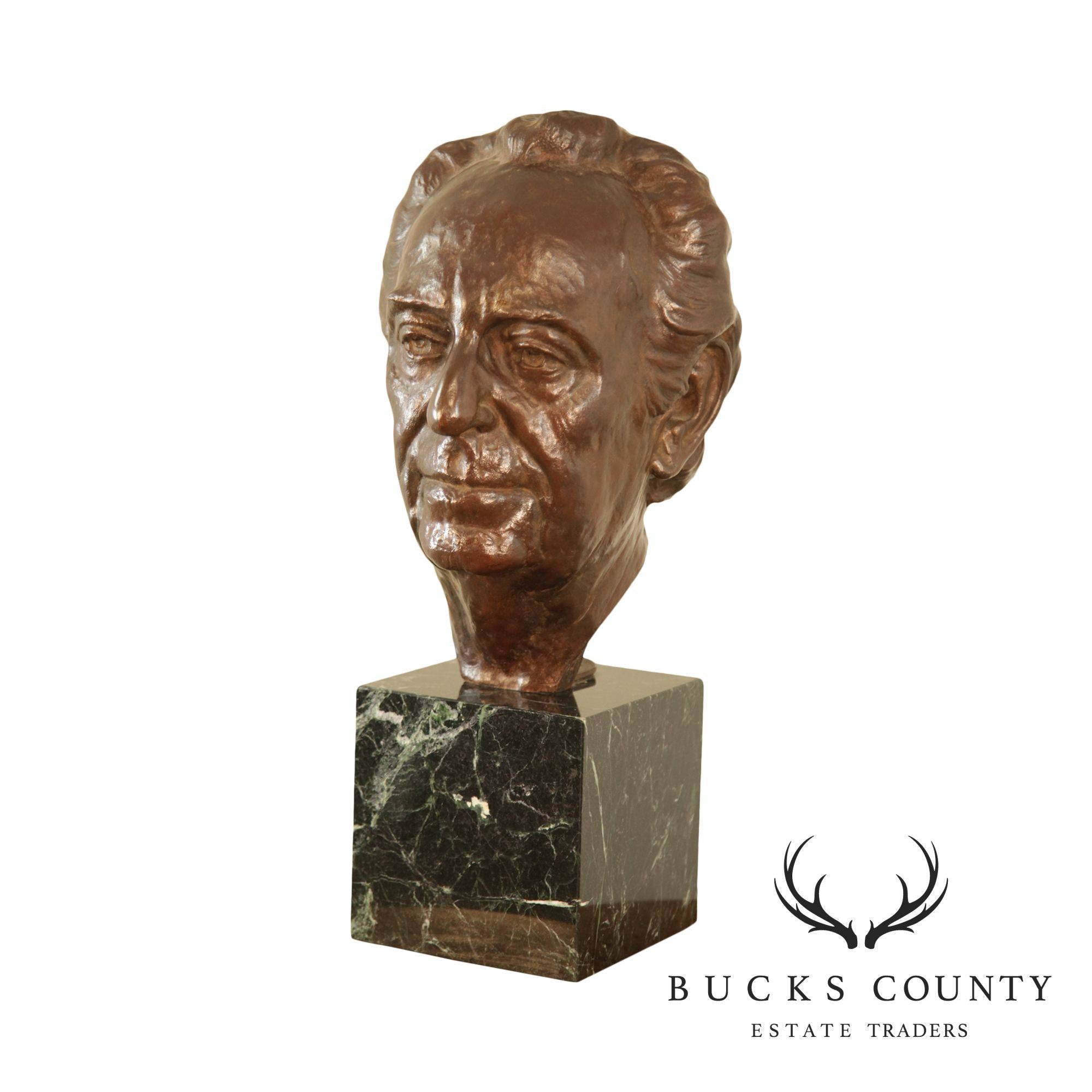 Lawrence Ludtke 1980s Bronze Bust Portrait