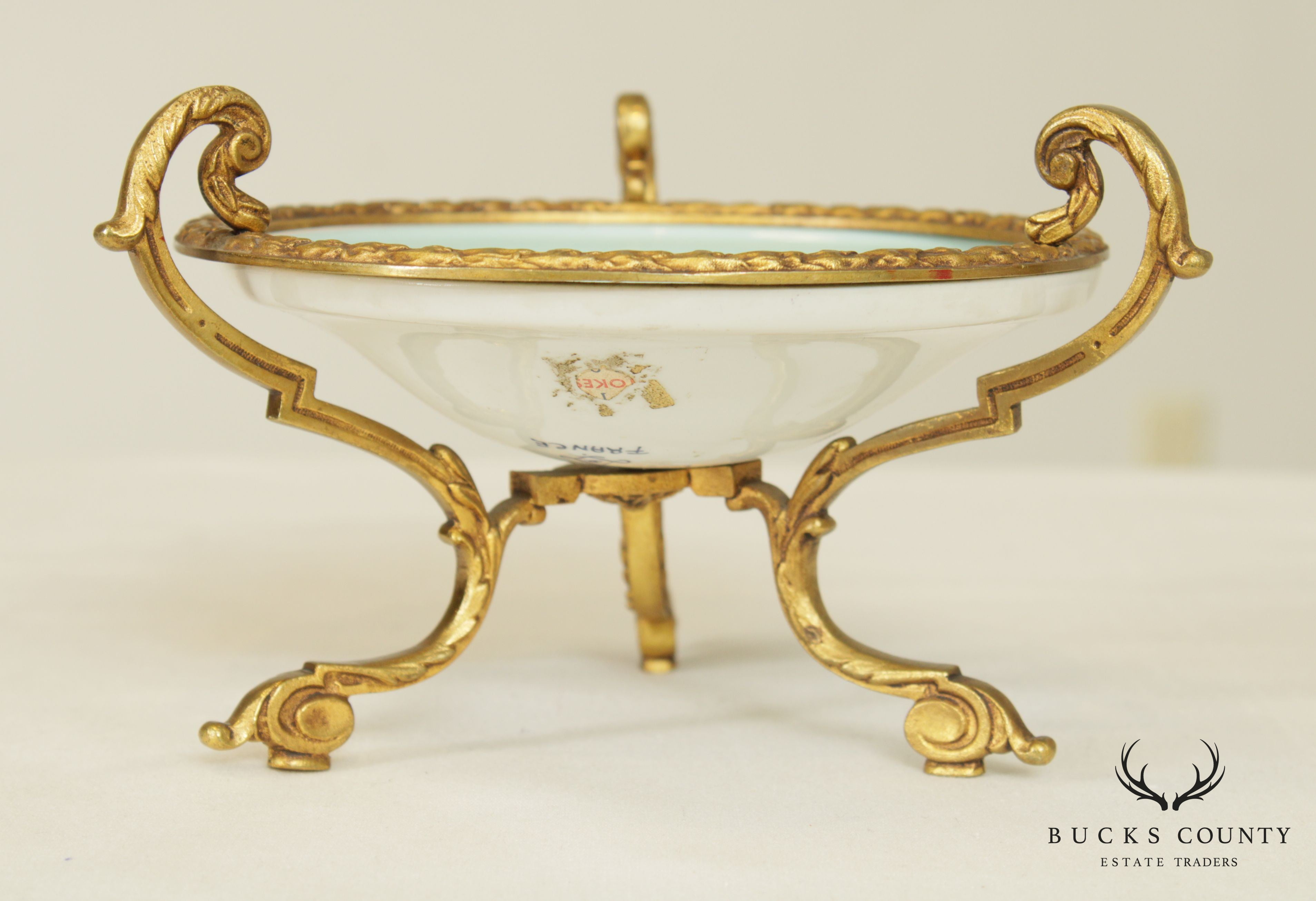 Sèvres Porcelain French Empire Compote on Gilded Bronze Footed Stand, Frangonard