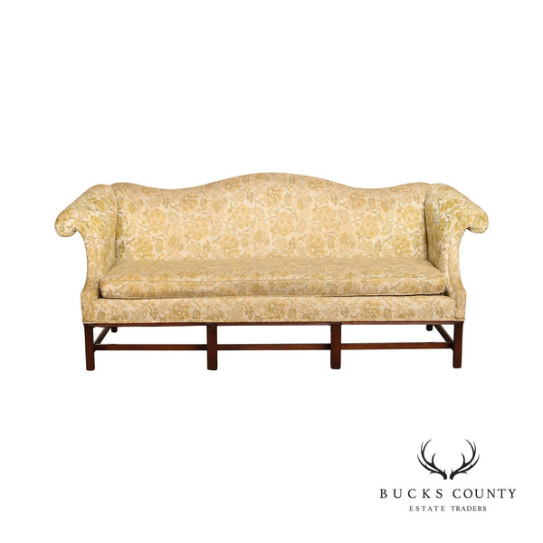 Chippendale Style Mahogany Rolled Arm Camelback Sofa