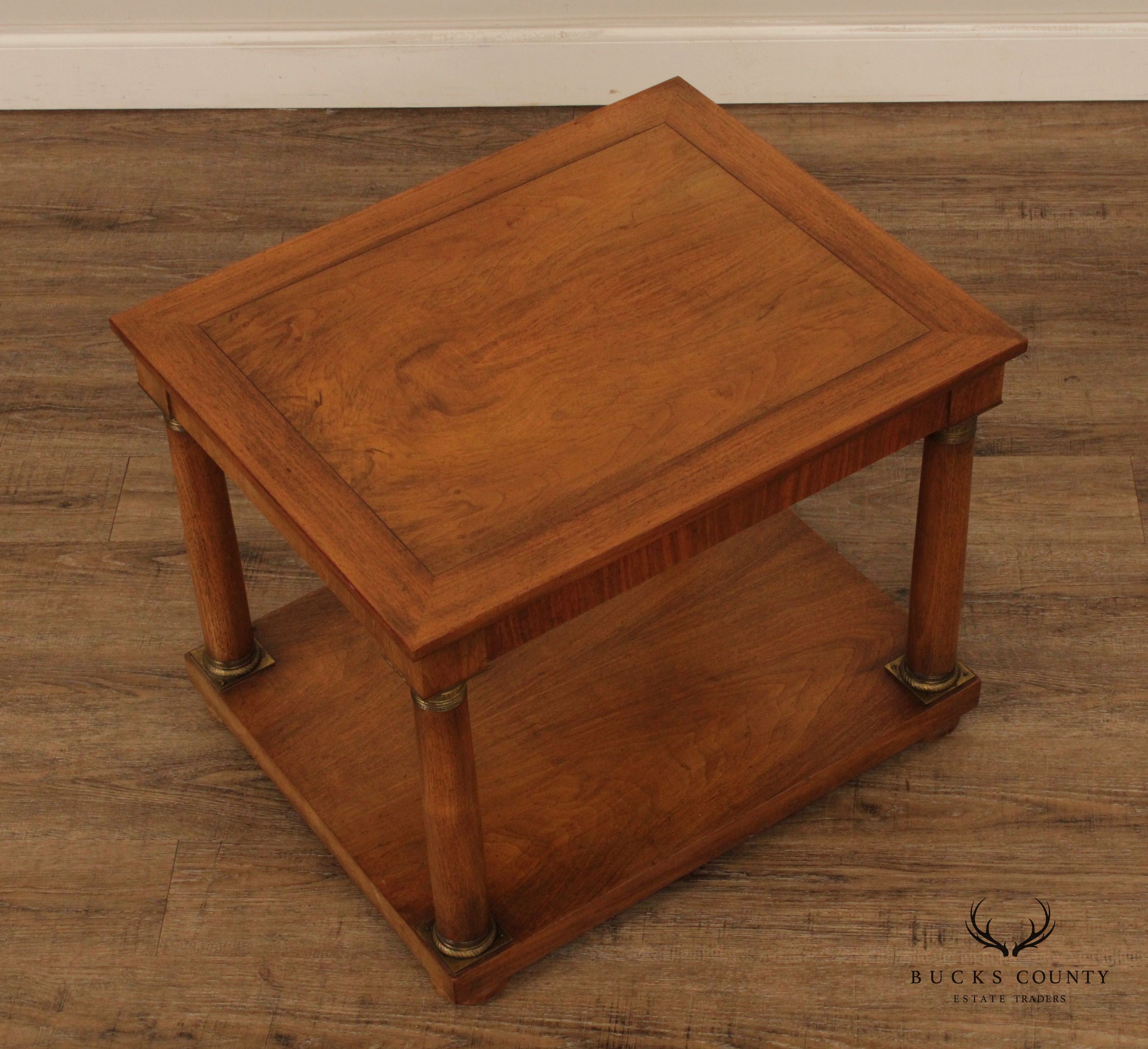 Empire Style Two-Tier Walnut Side Table