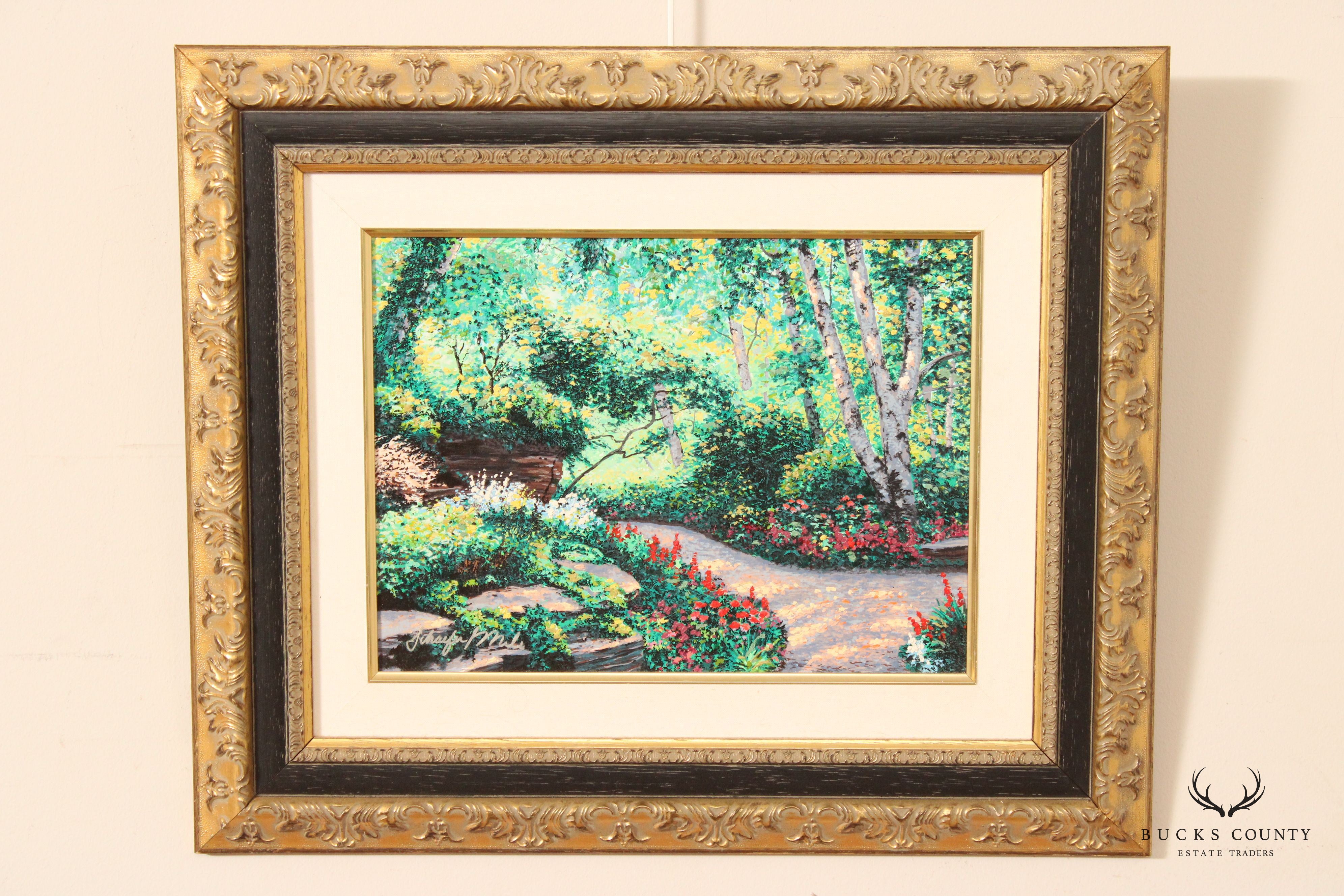 Schaefer Miles 'Rock Garden Path' Embellished Canvas Print, Custom Framed