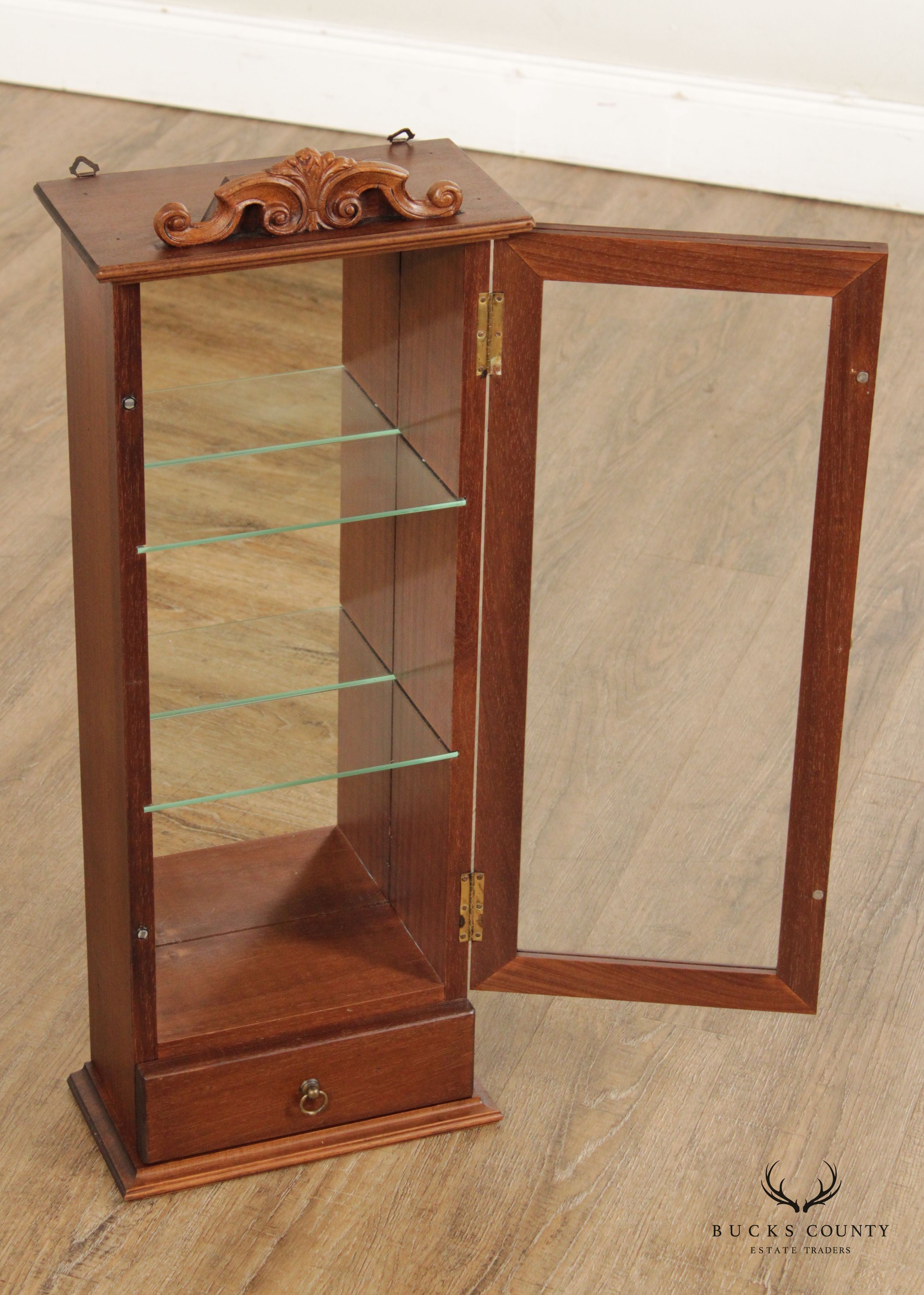 Horchow Italian Mahogany Wall-Hanging Curio Cabinet