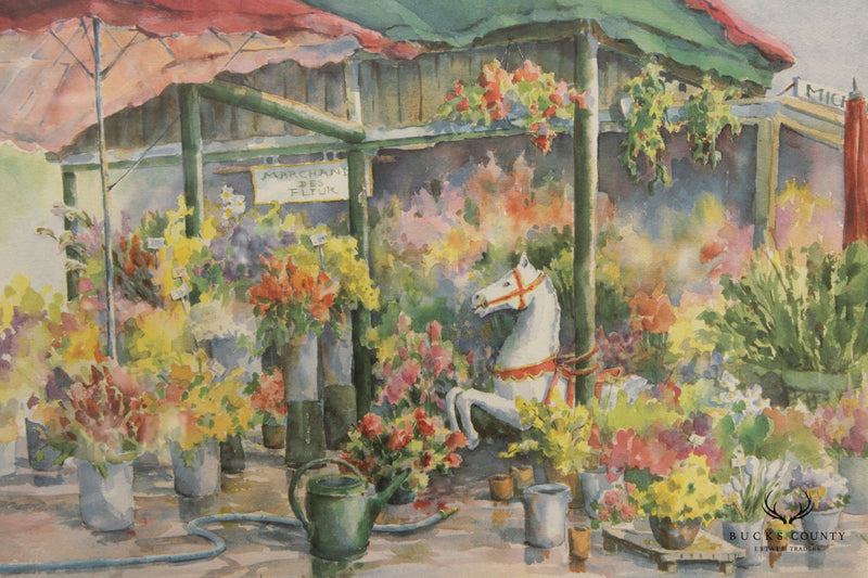 Sandra Giangiulio 'Le Marchand des Fleurs' Watercolor Lithograph Print