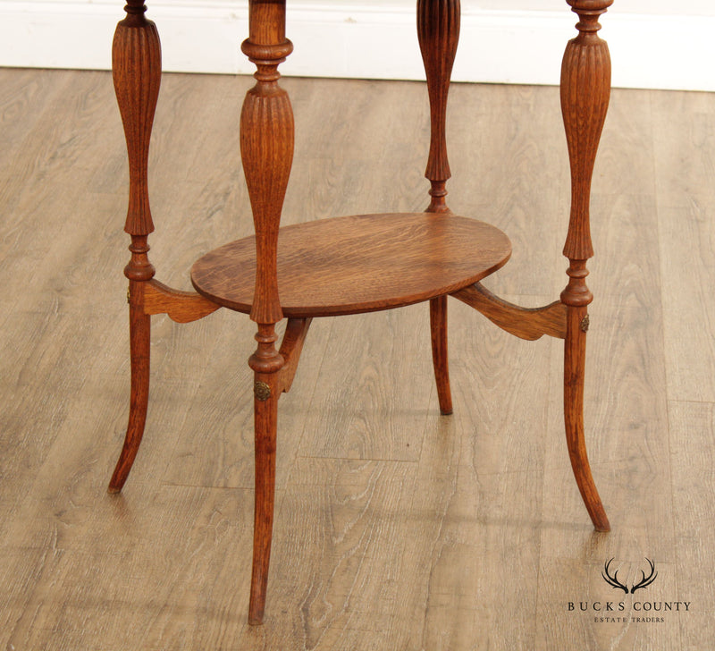 Victorian Antique Oak Carved Side table