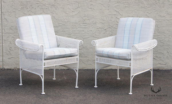 Woodard Mid Century Modern Pair Mesh Iron Outdoor Patio Chairs