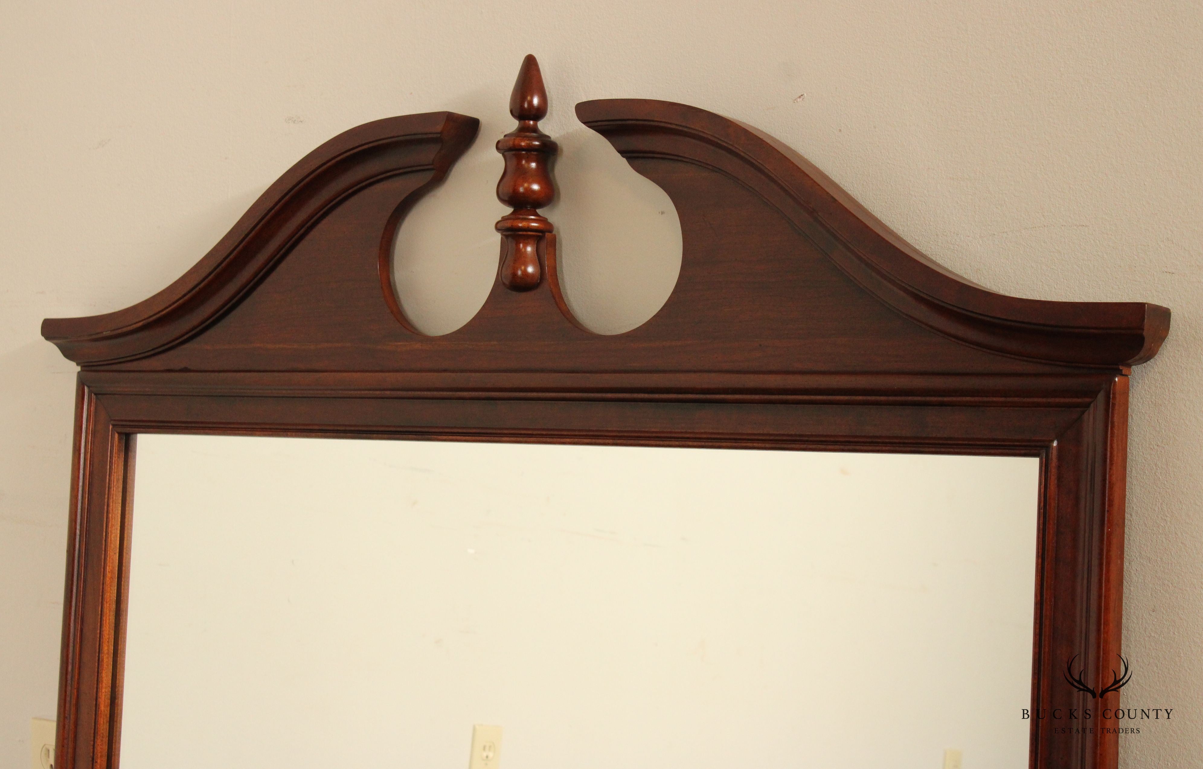 Crescent Chippendale Style Cherry Dresser Mirror