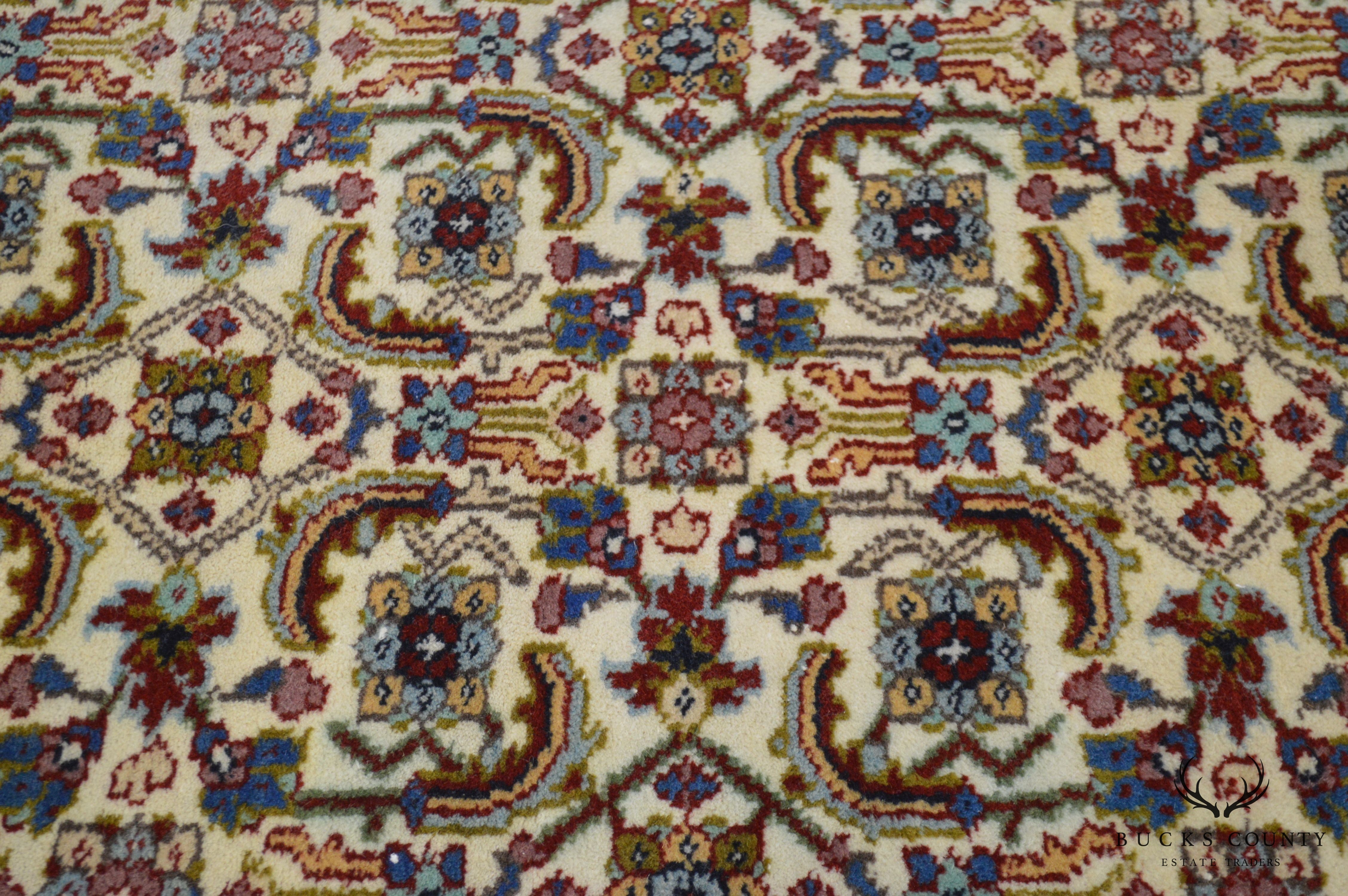 Hand Tied Red, Blue and Tan Area Throw Rug