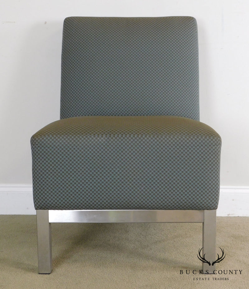 Mid Century Modern Chrome Base Pair Lounge Chairs