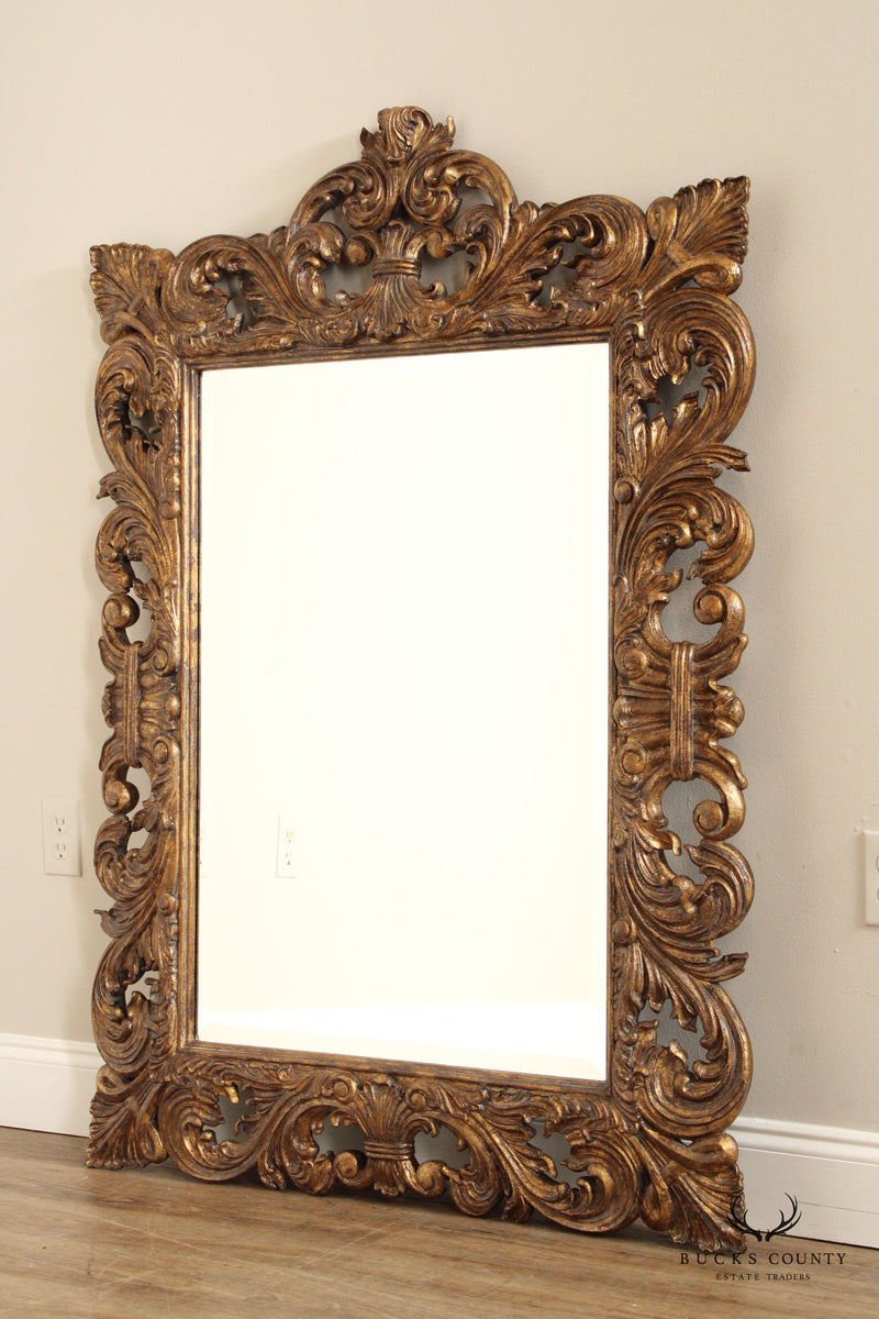 Maitland Smith Baroque Style Carved Giltwood Large Wall Mirror