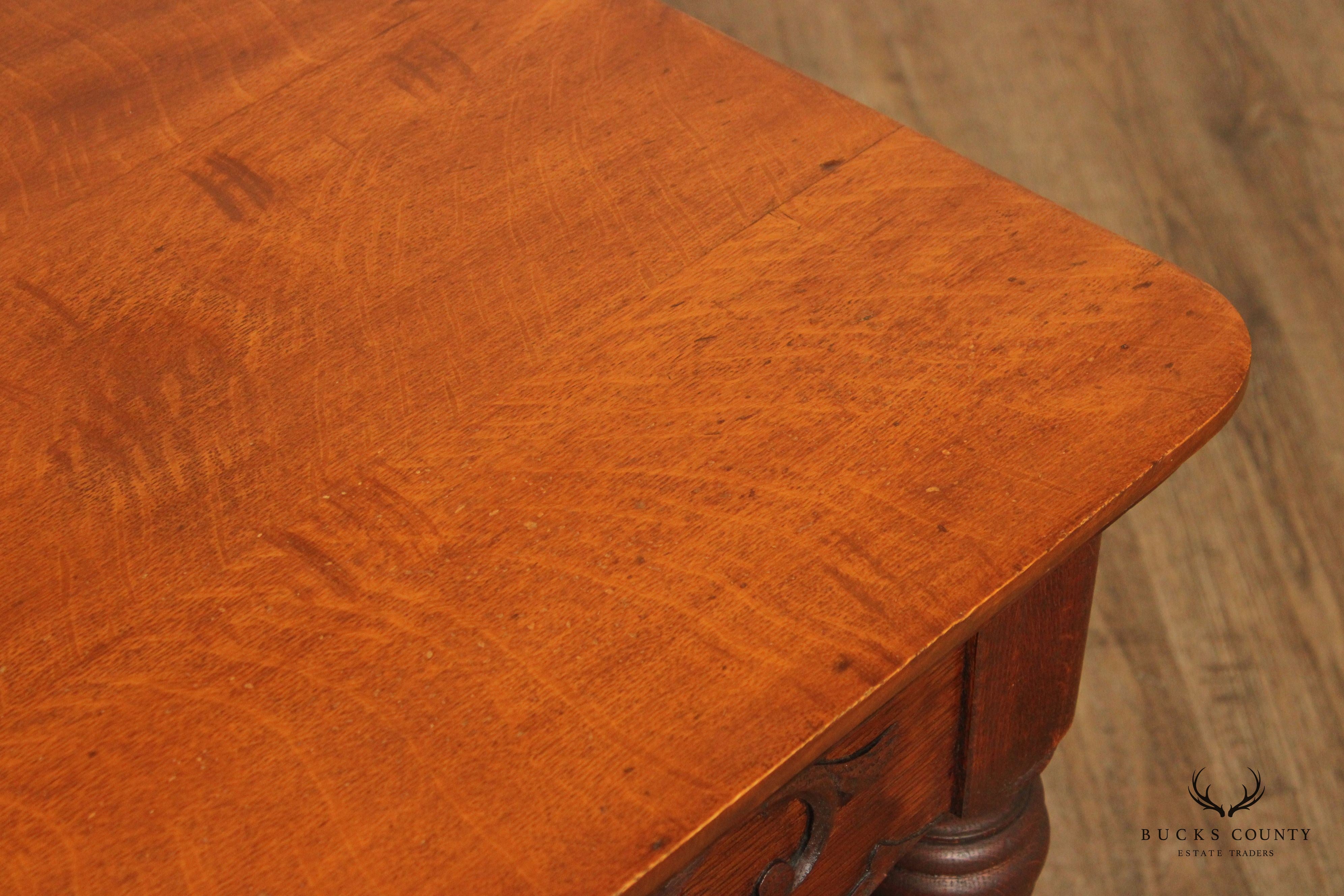 Antique Victorian Oak Writing Desk or Small Library Table