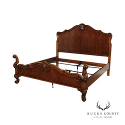 French Provincial Style Carved Fruitwood King Size Bed