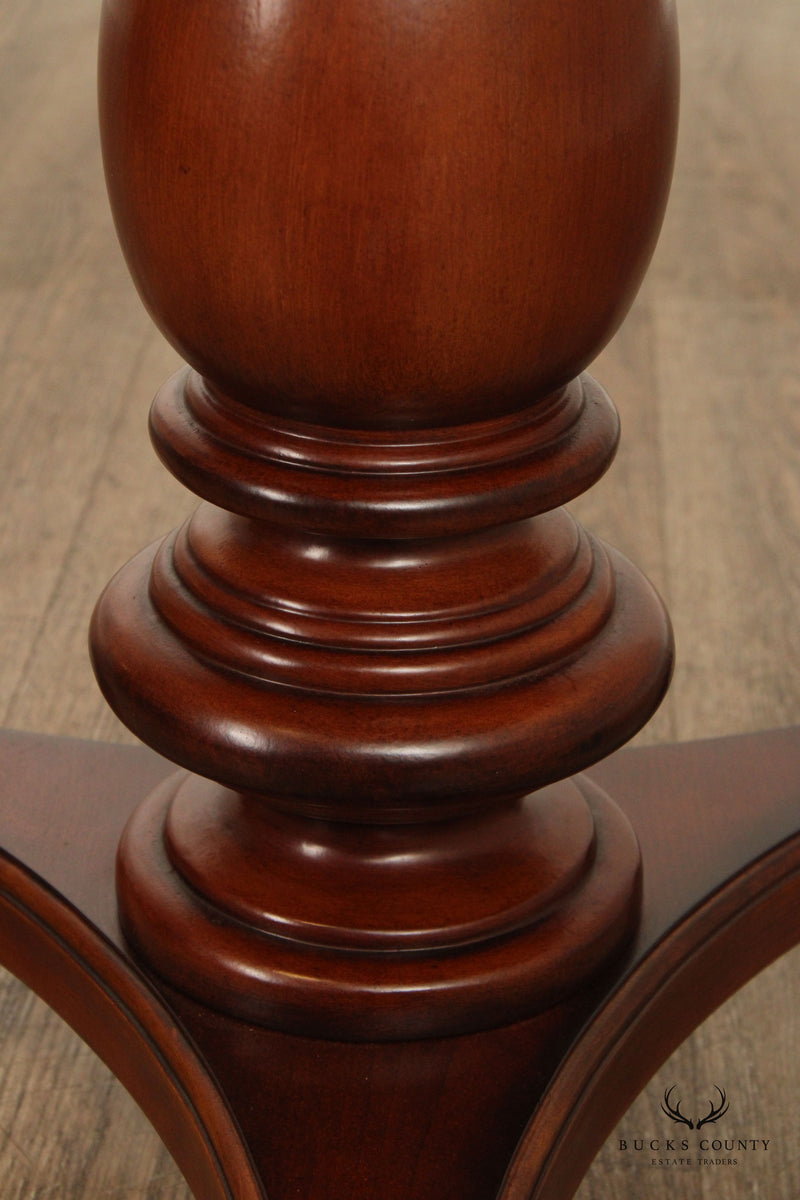 Federal Style Inlaid Cherry Pair of Round Pedestal Side Tables