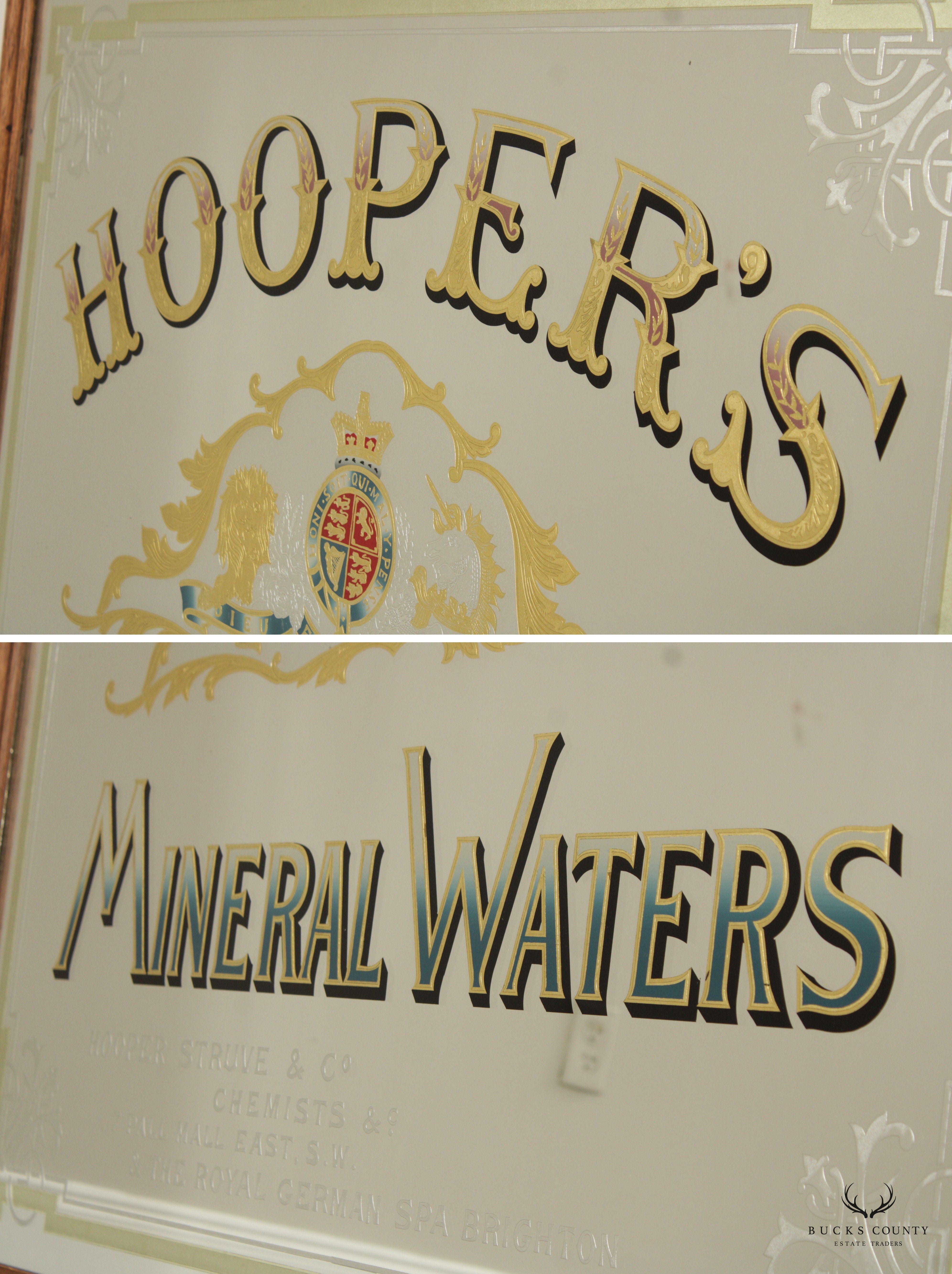 HOOPER'S MINERAL WATERS PUB MIRROR, ETCHED AND REVERSE PAINTED