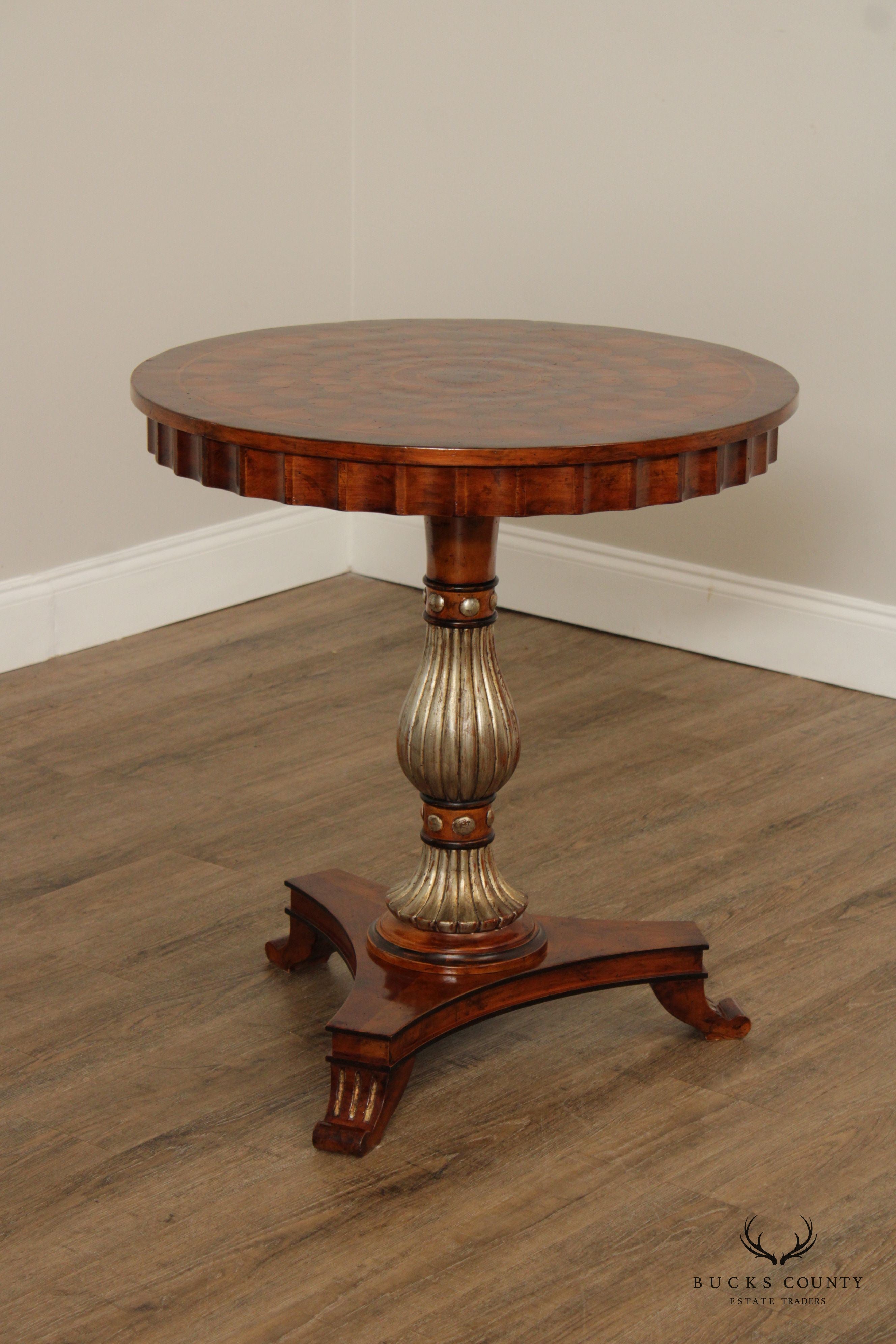 William IV Style Round Top Oyster Wood Tea Table