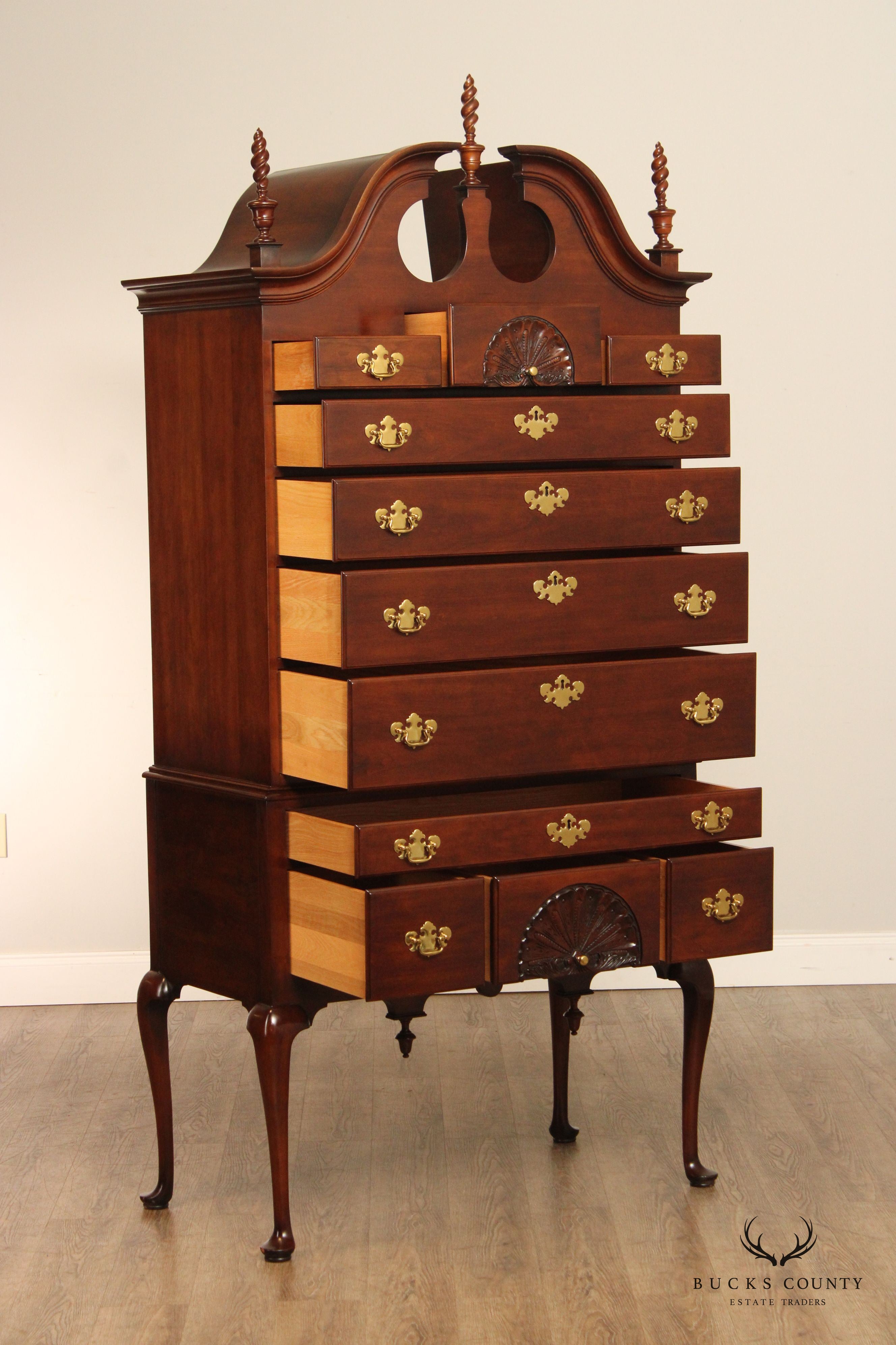 Statton Queen Anne Style Cherry Highboy Chest