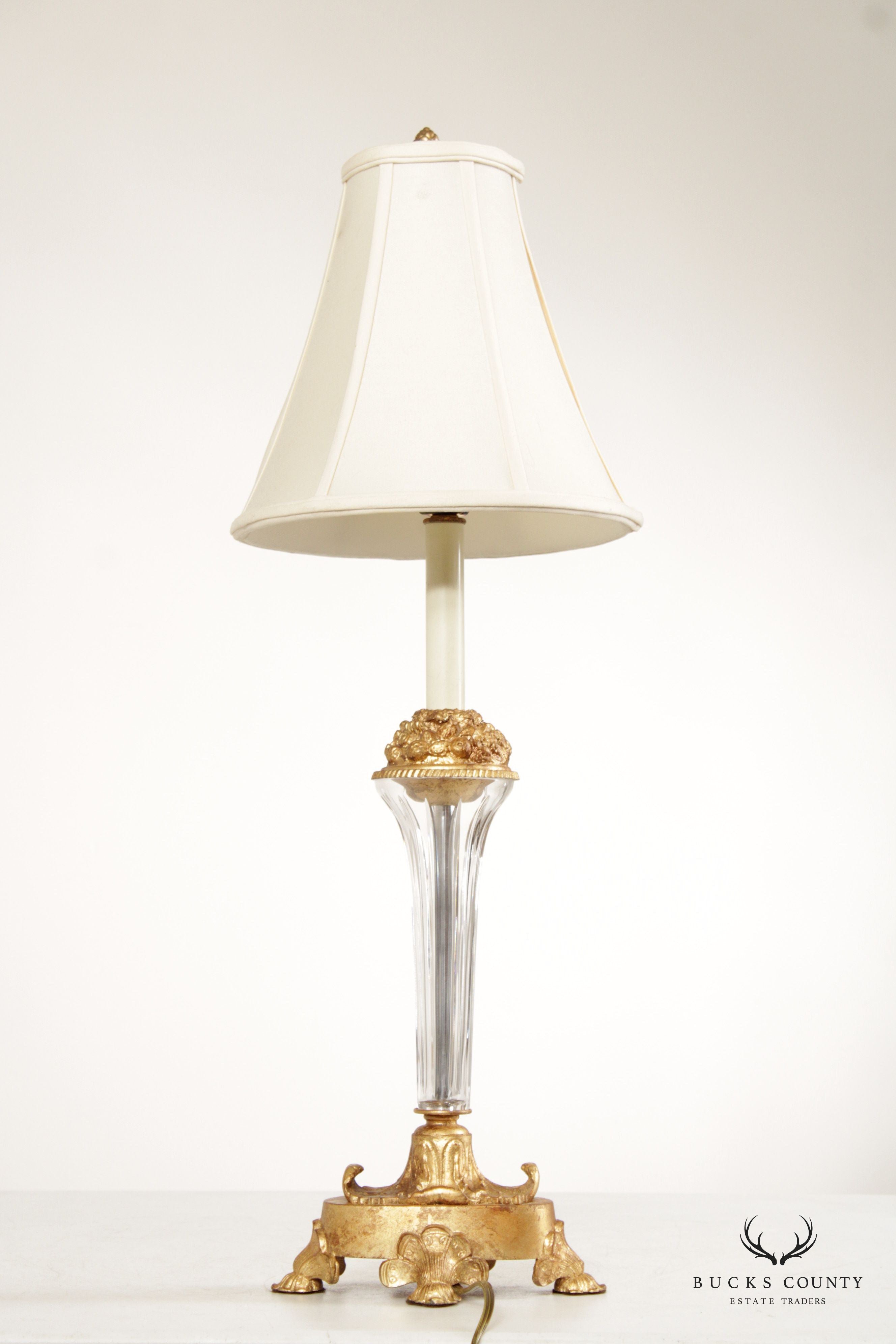 Frederick Cooper Gilt Metal and Crystal Table Lamp