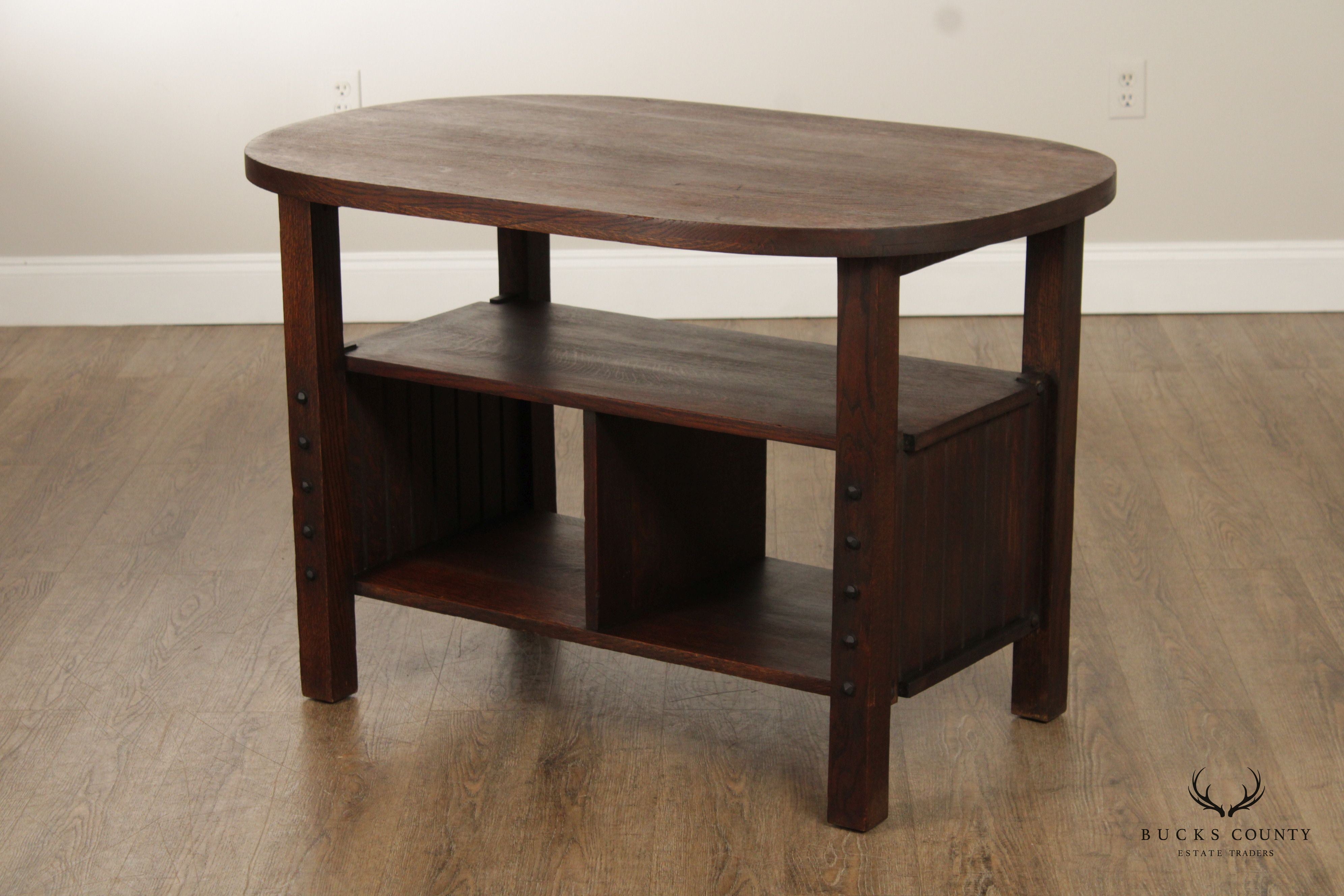 ANTIQUE MISSION OAK LIBRARY TABLE