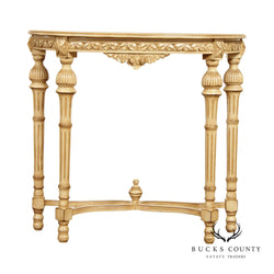 French Louis XVI Style Carved Demi Lune Console