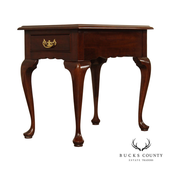 Leopold Stickley Queen Anne Style Cherry One Drawer Side Table