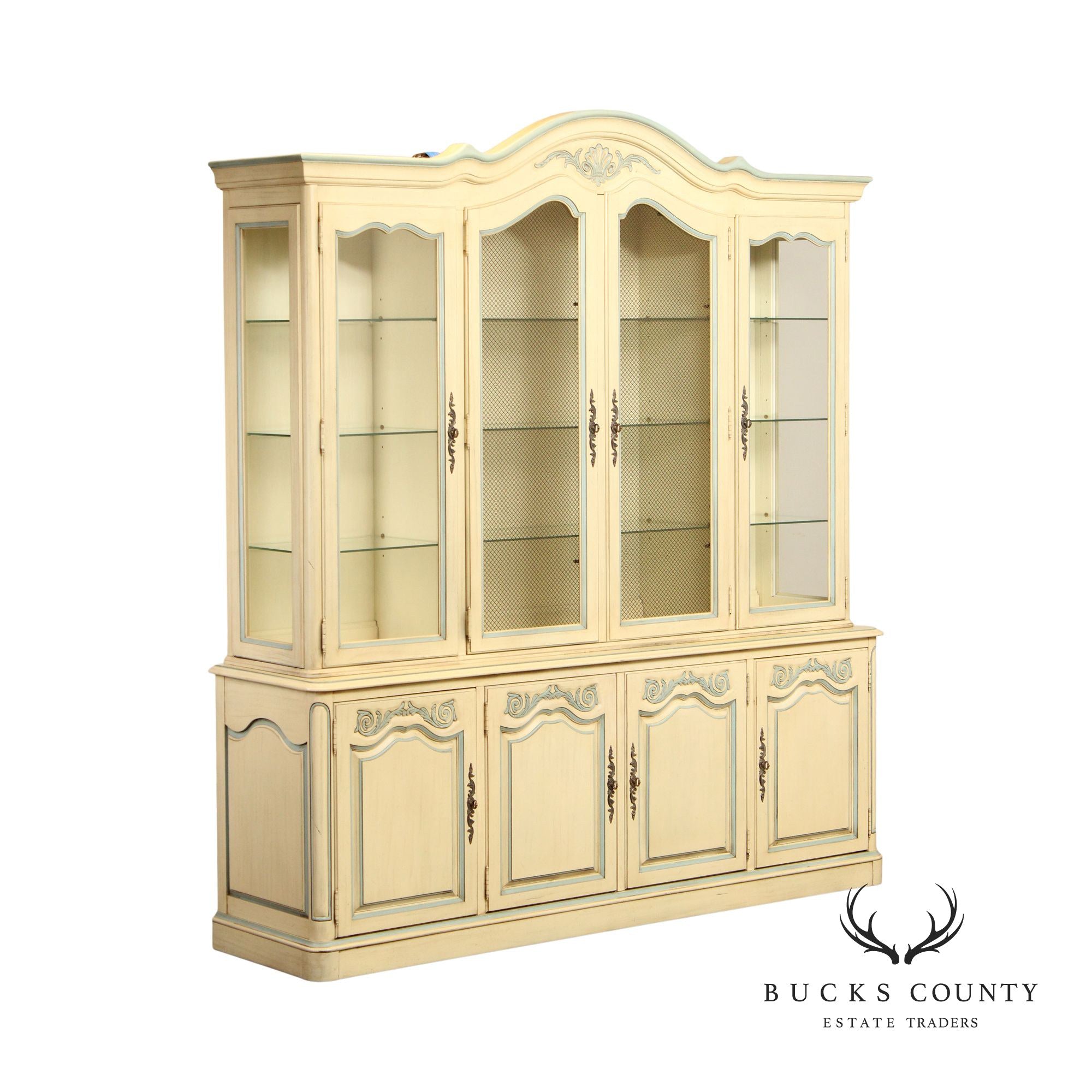 FRENCH COUNTRY STYLE VINTAGE PAINTED CHINA CABINET