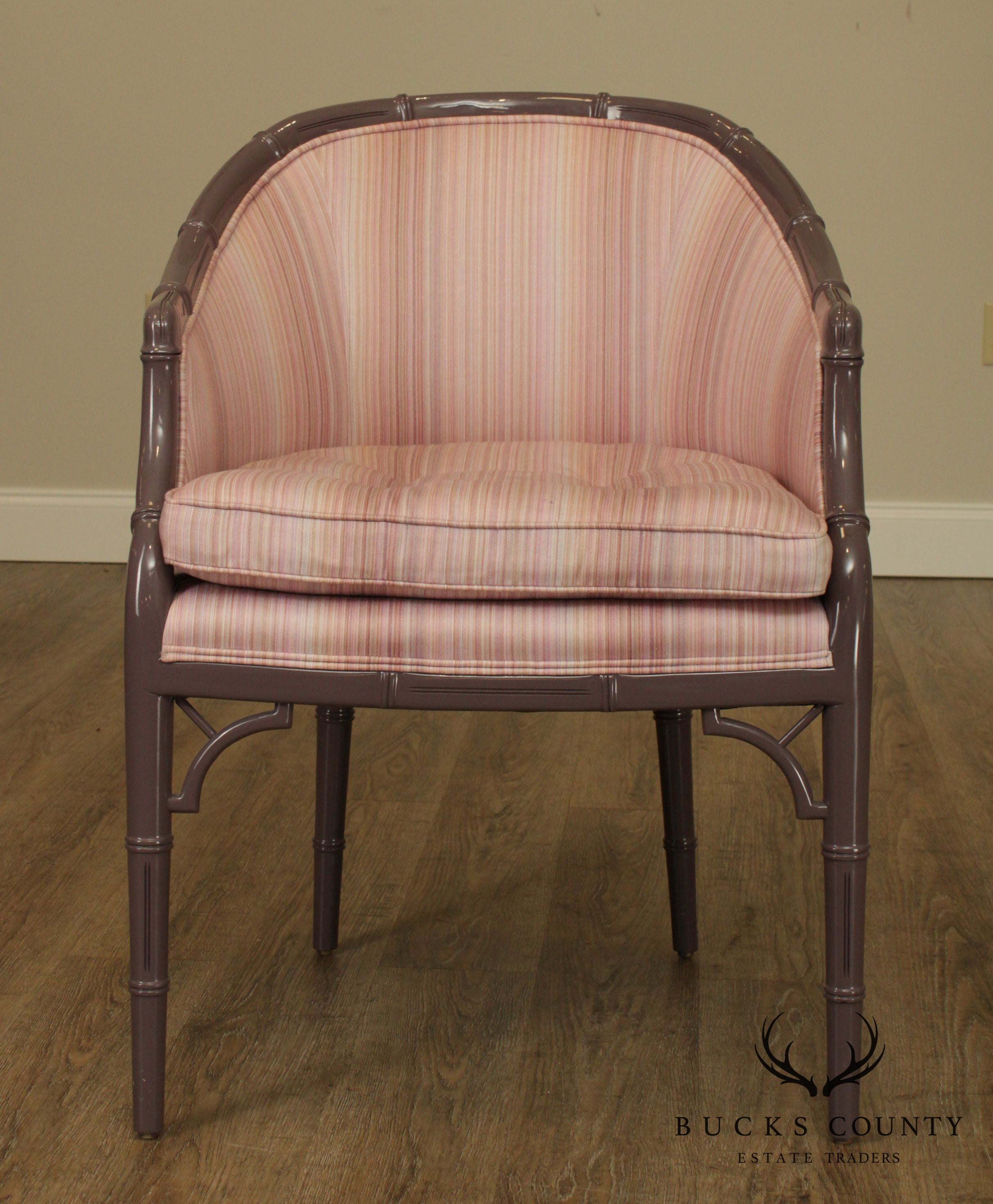 Century Furniture Faux Bamboo Mauve Lacquered Tub Chair