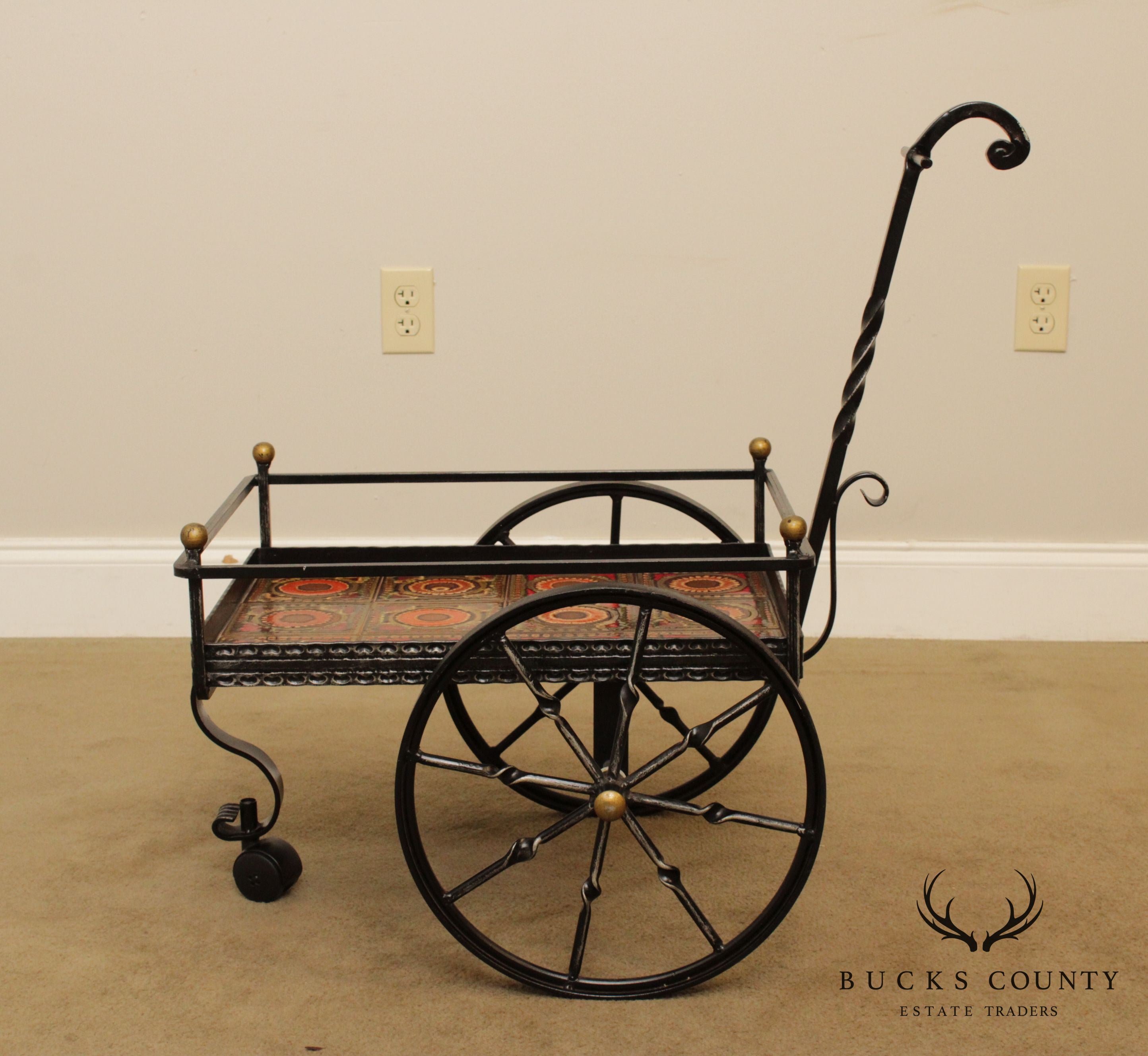 Custom Forged Iron Cart, Art Tiles