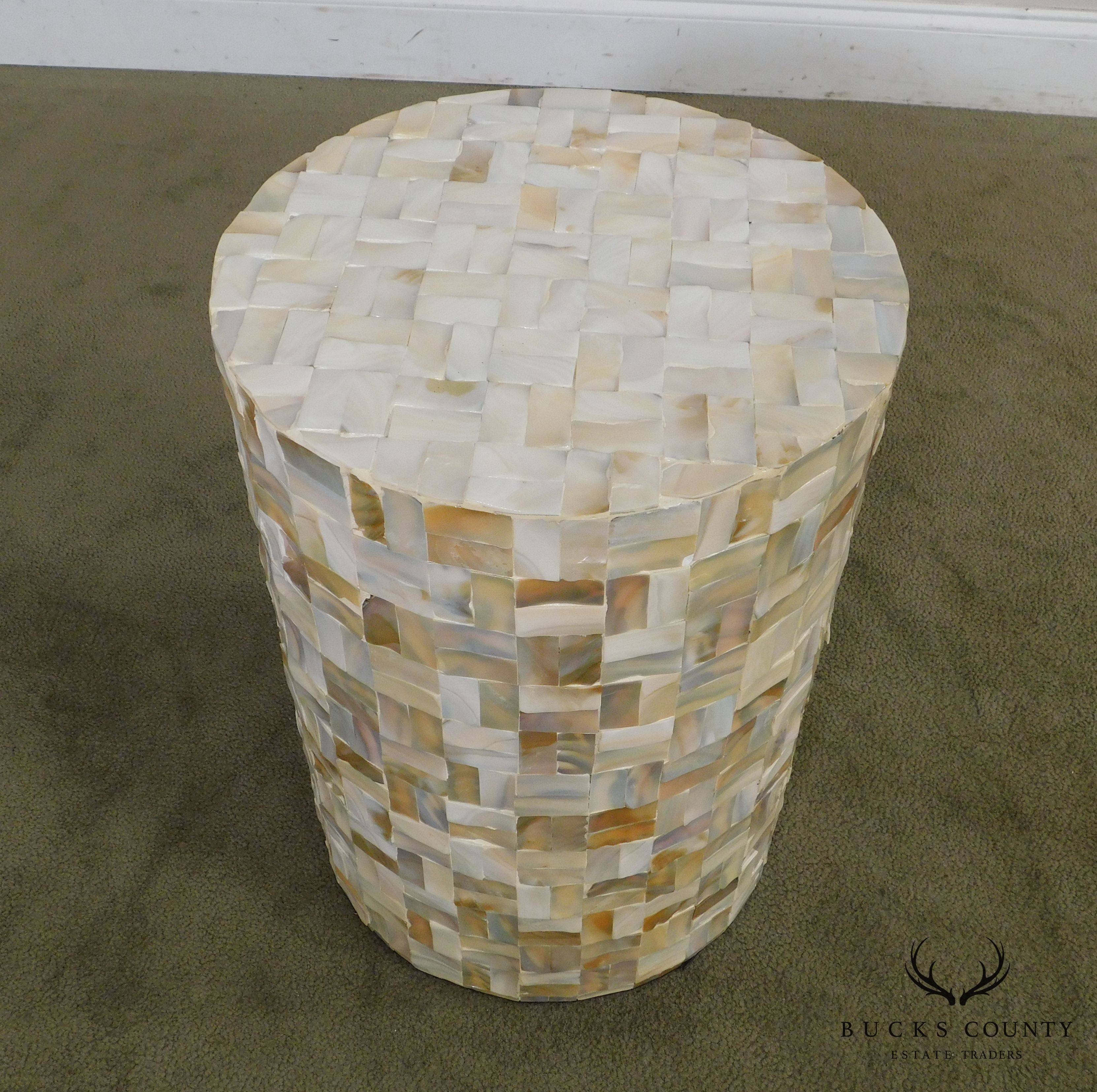 Mother of Pearl Mosiac Cylinder Pedestal