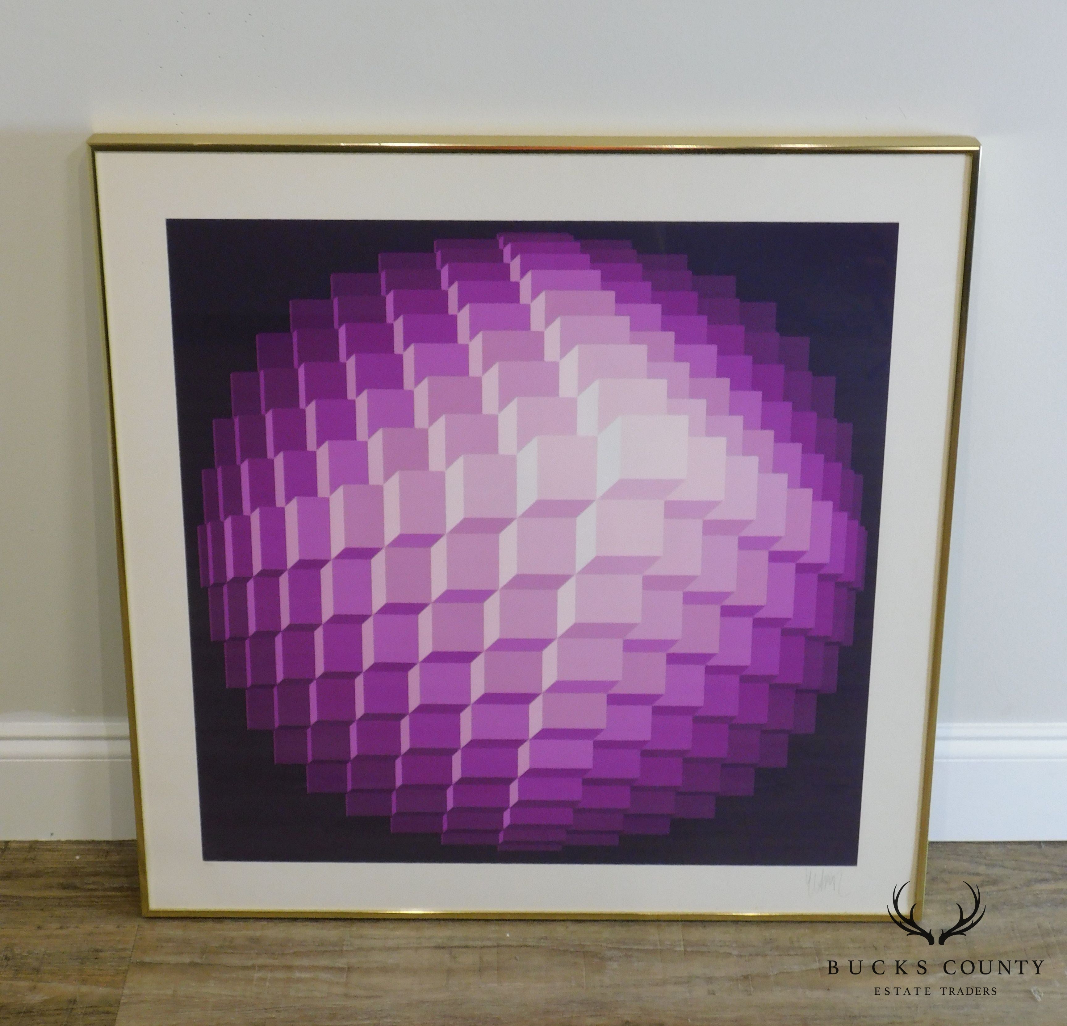 Jean - Pierre Yvarel "Purple Spectrum" Framed Serigraph