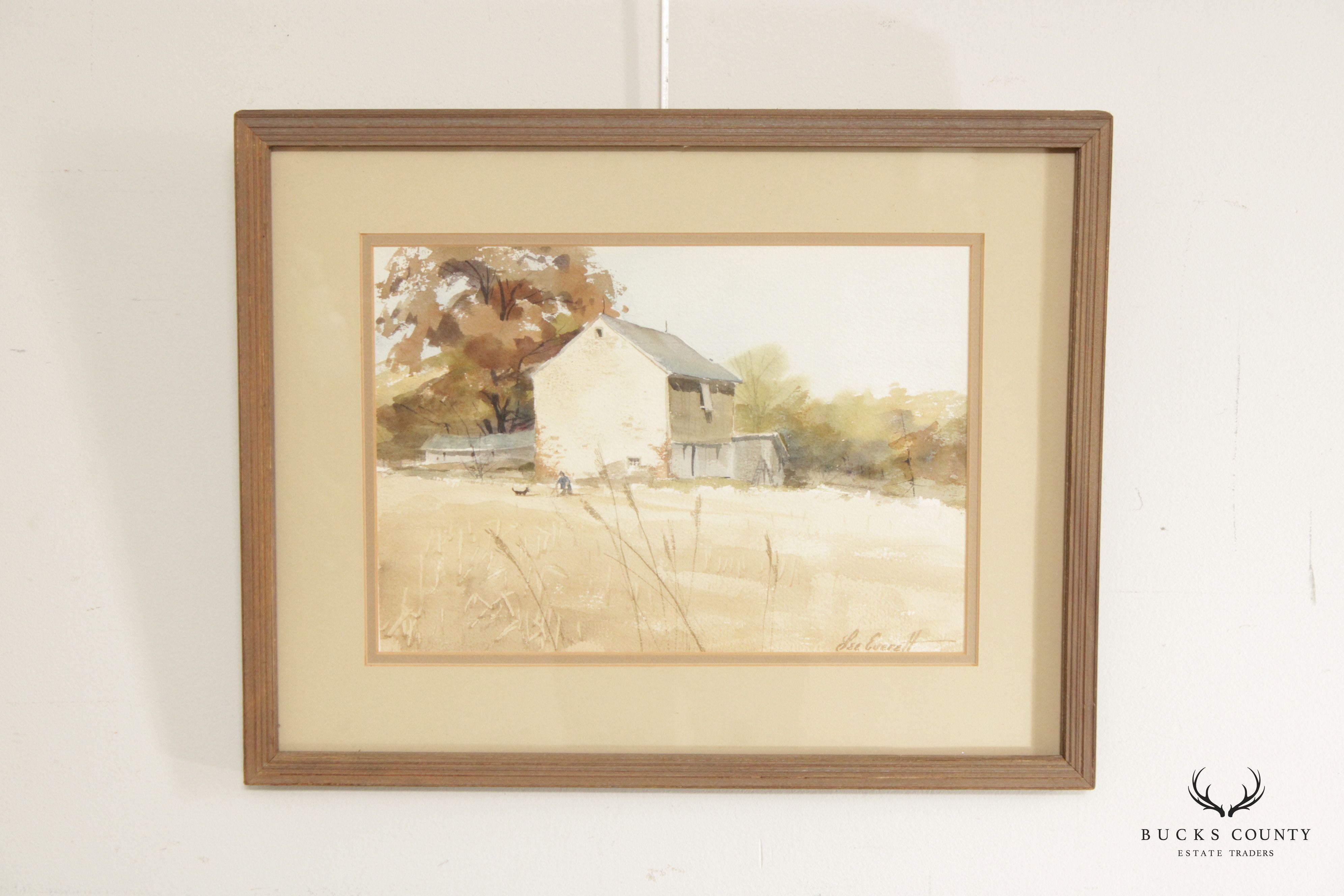 LEE EVERETT PENNSYLVANIA FARM LANDSCAPE WATERCOLOR PAINTING