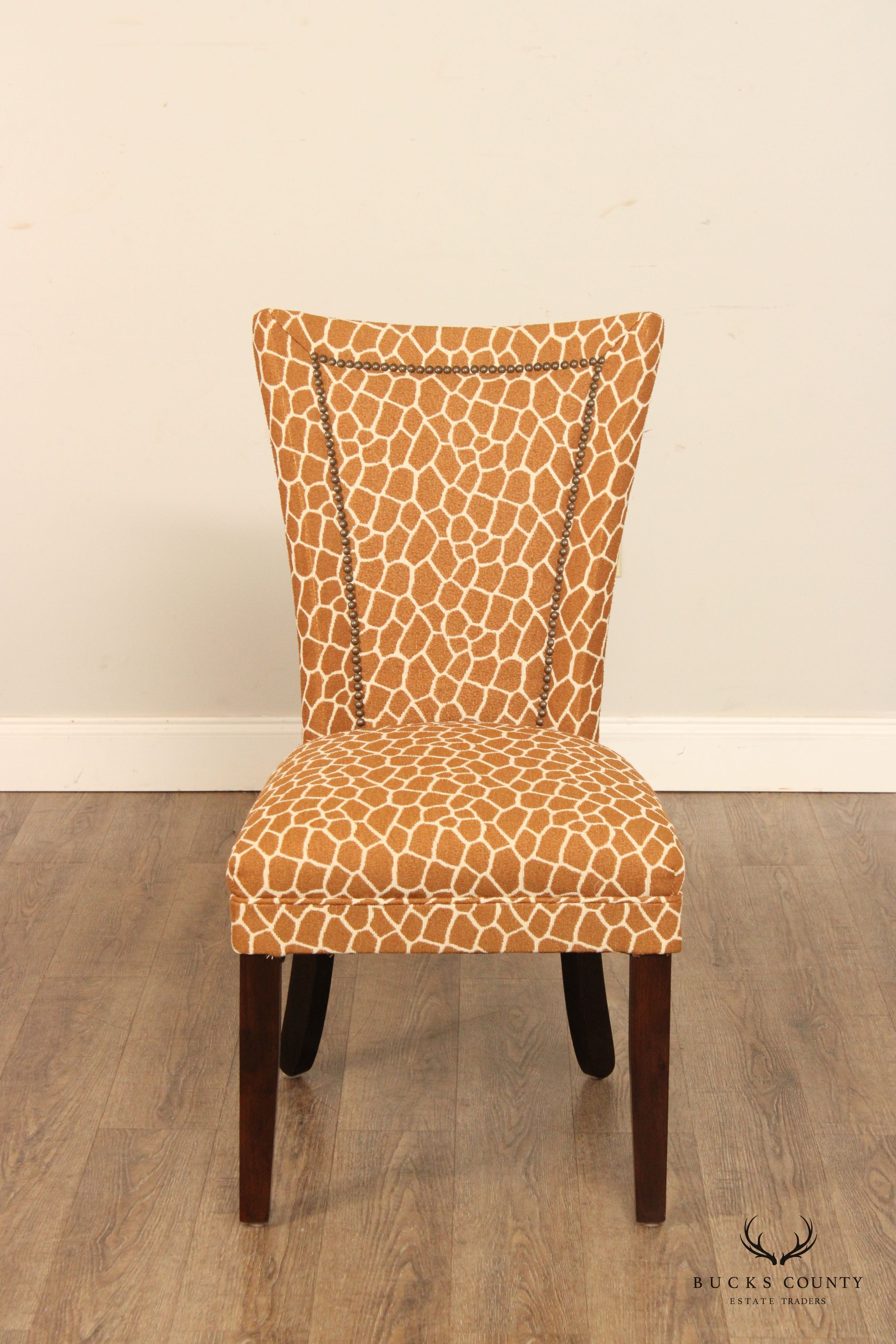 Transitional Style Pair Custom Upholstered Side Chairs