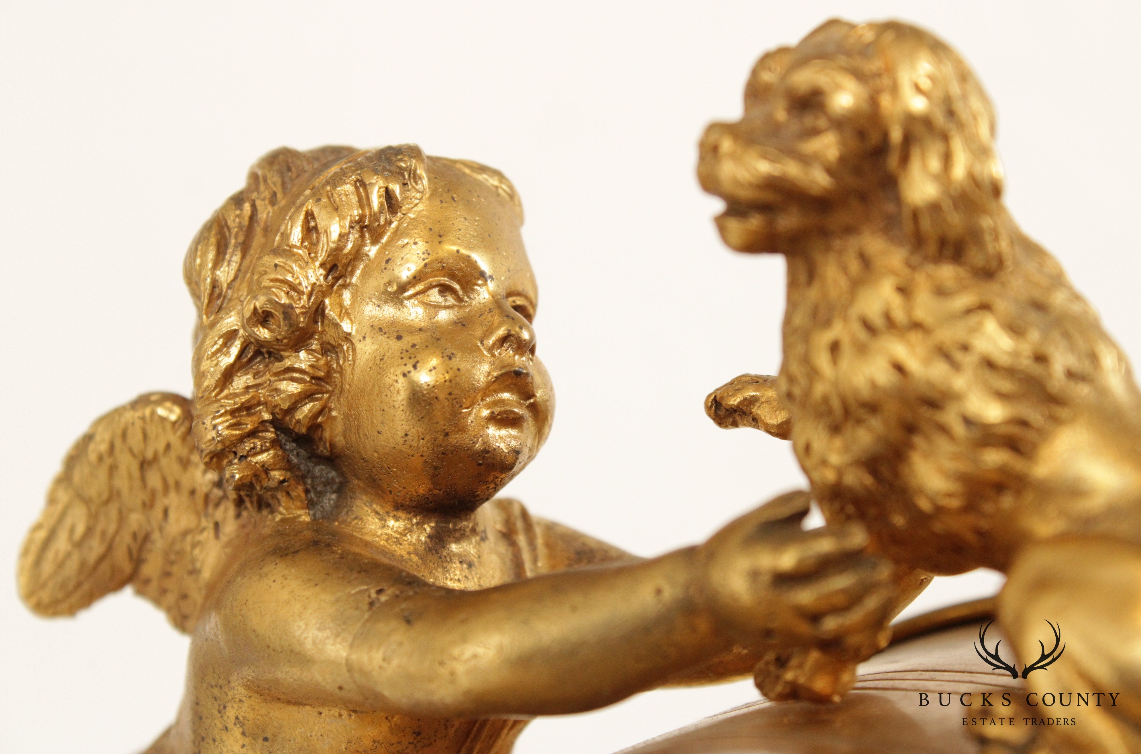 Louis XVI Style Figural Gilt-Bronze and Marble Mantel Clock