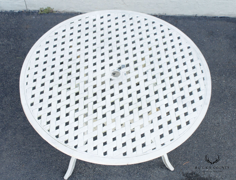 Vintage Five-Piece White-Painted Aluminum Patio Table and Chairs